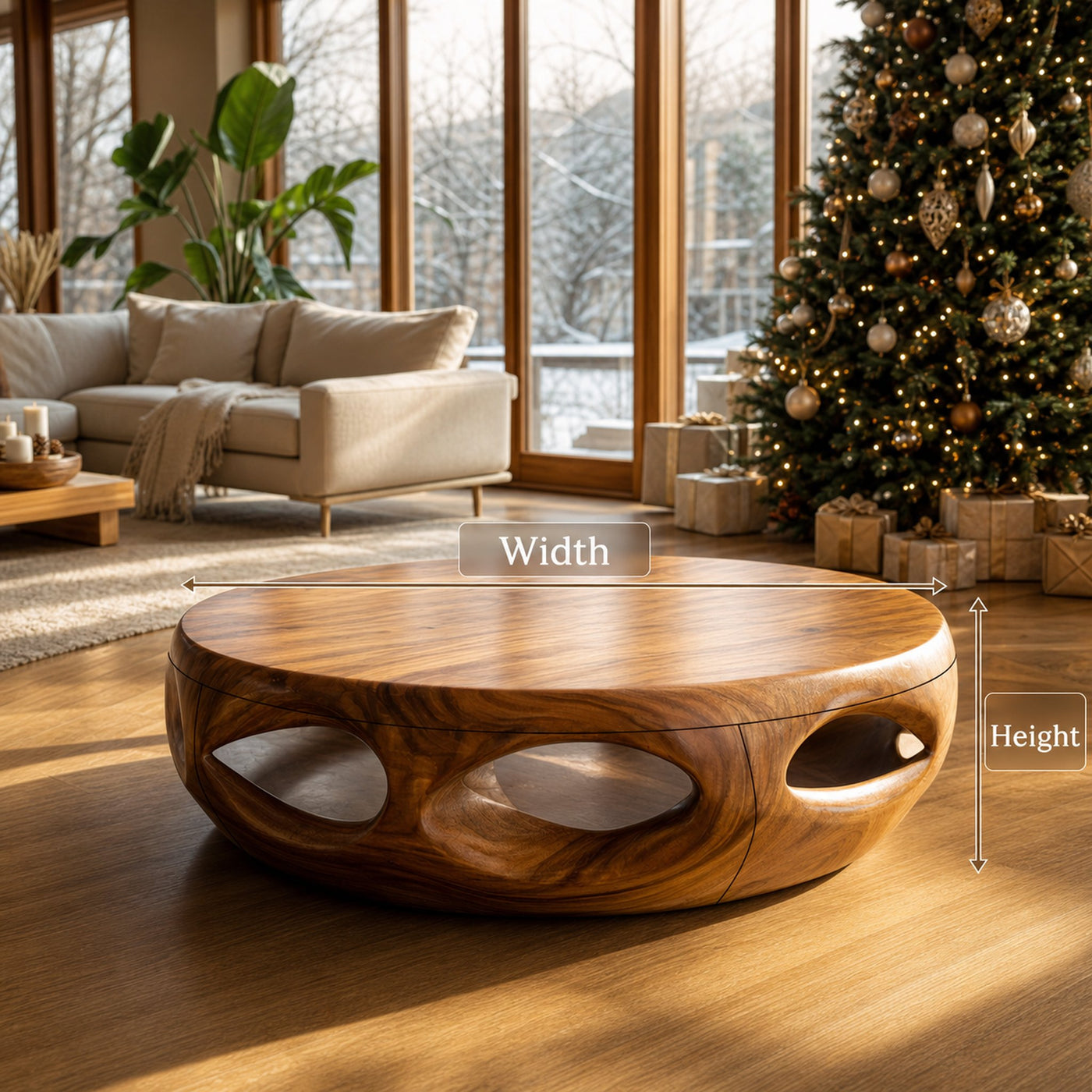 Rustic Solid Wood Low Coffee Table For Cozy Christmas Furniture - product view 8