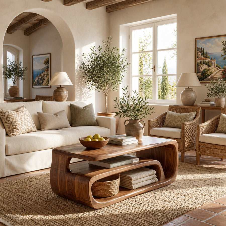 Rustic Storage Coffee Table Living Room