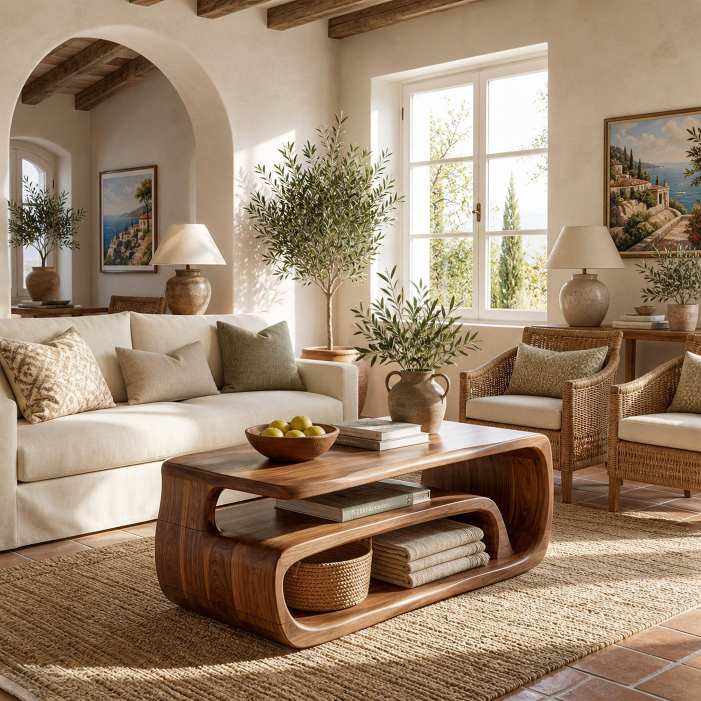 Rustic Storage Coffee Table Living Room