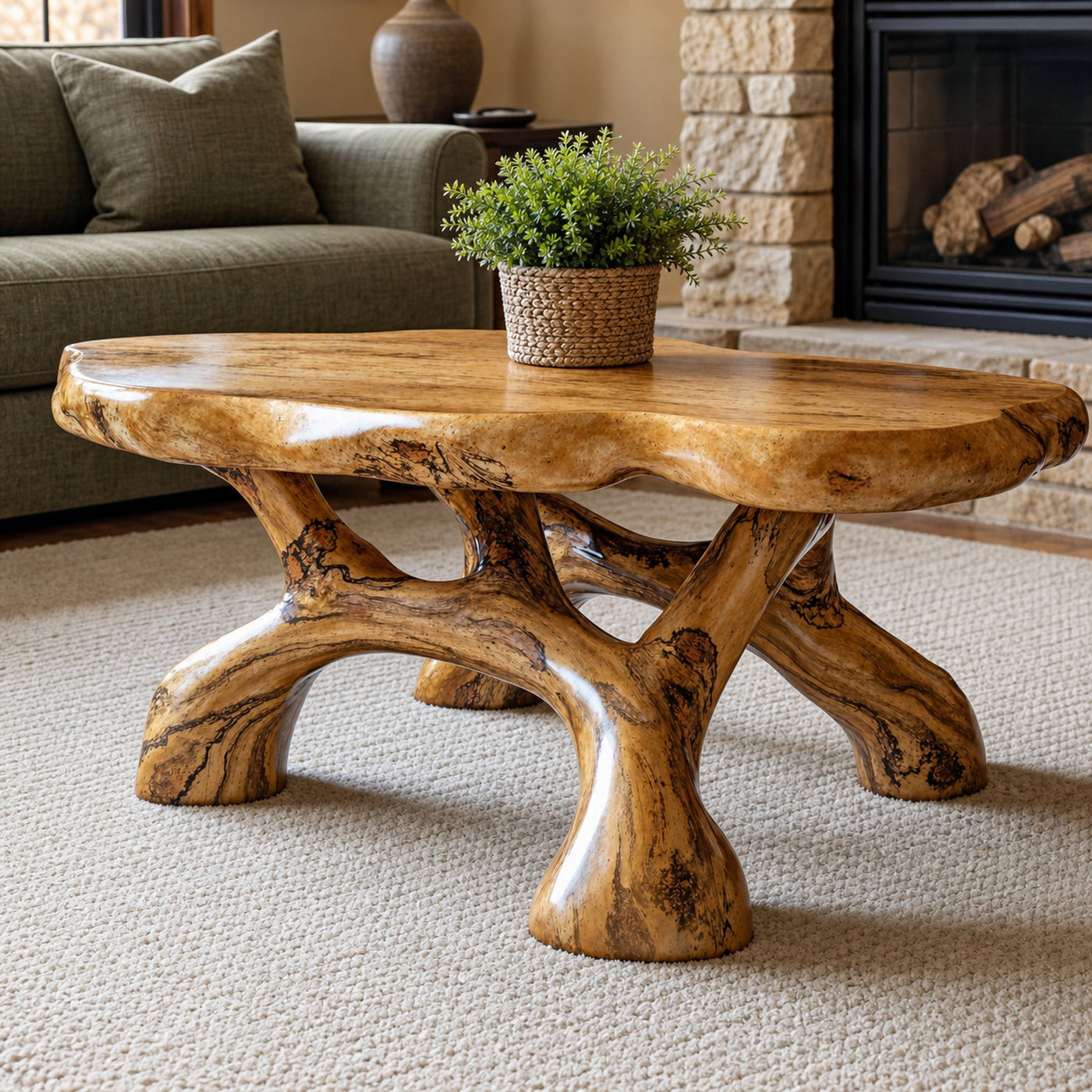 Rustic Wood Coffee Table For Living Room