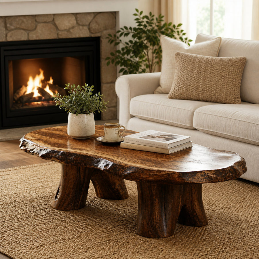 Rustic Wood Coffee Table For Living Room Decor