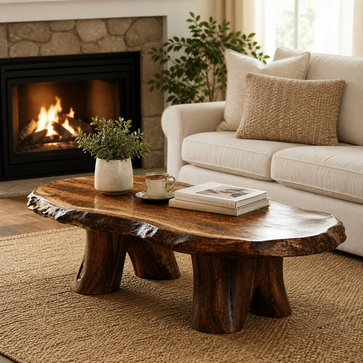 Rustic Wood Coffee Table For Living Room Decor