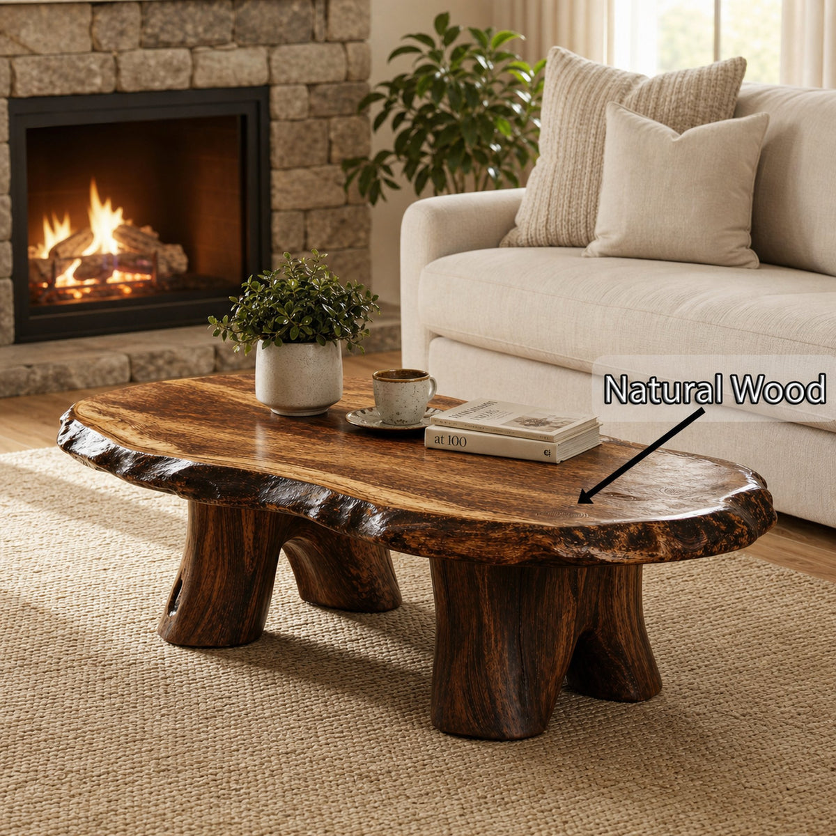 Rustic Wood Coffee Table For Living Room Decor - product view 5