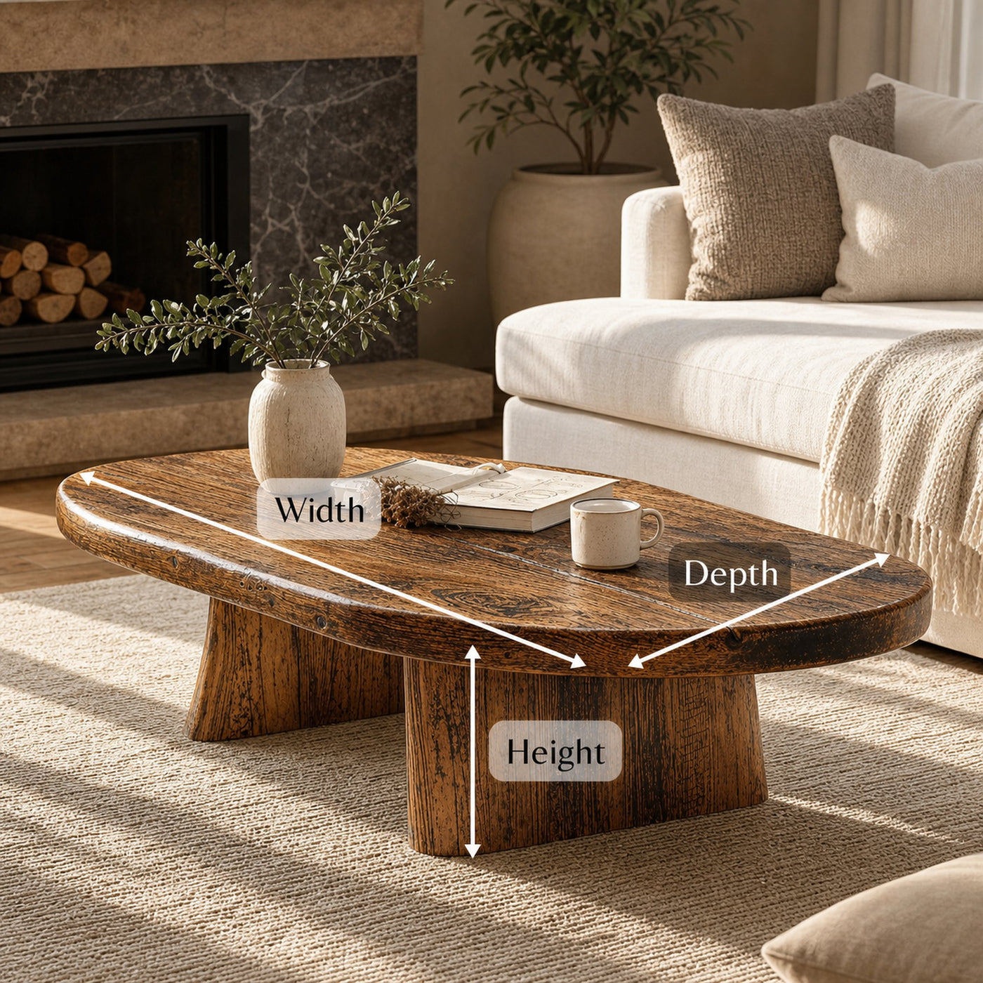 Rustic Wood Coffee Table Live Edge Table - product view 6