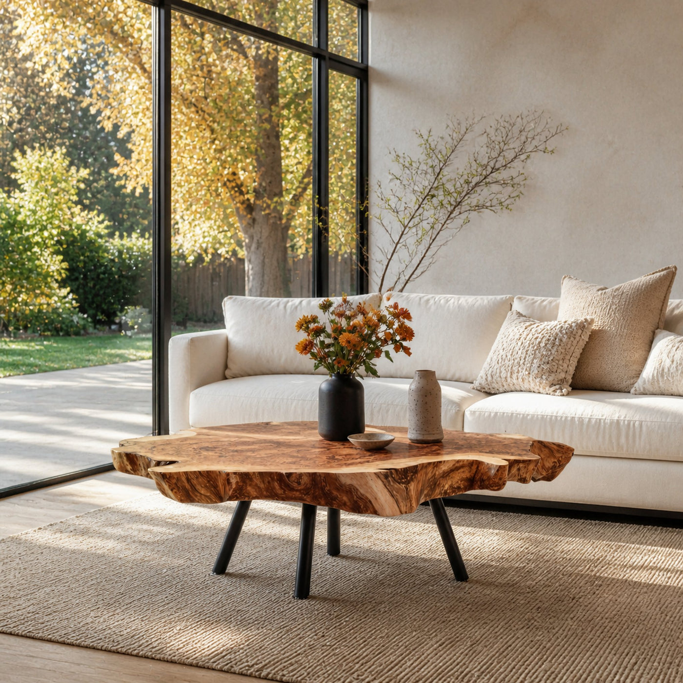 Rustic Wood Table For Boho Style Living Room