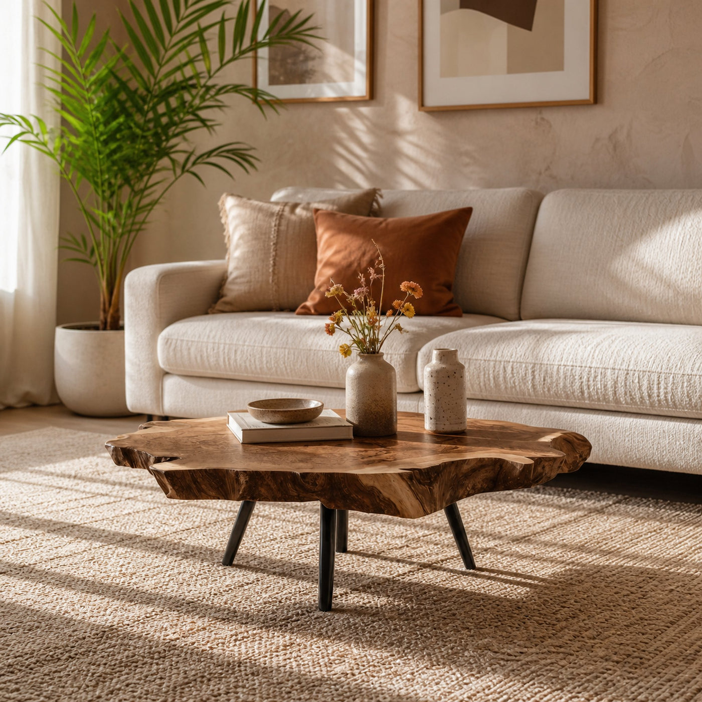 Rustic Wood Table For Boho Style Living Room - product view 6
