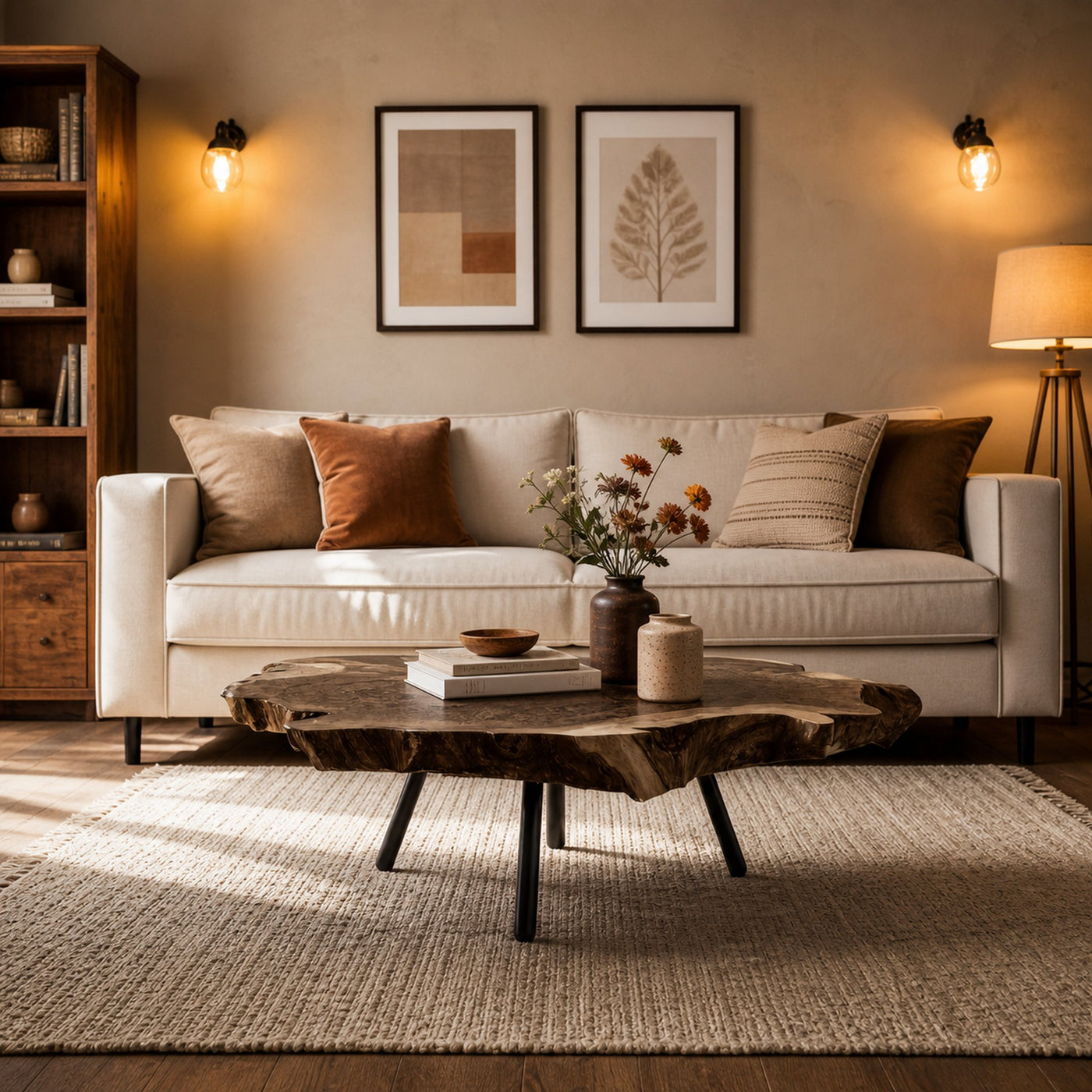 Rustic Wood Table For Boho Style Living Room - product view 7