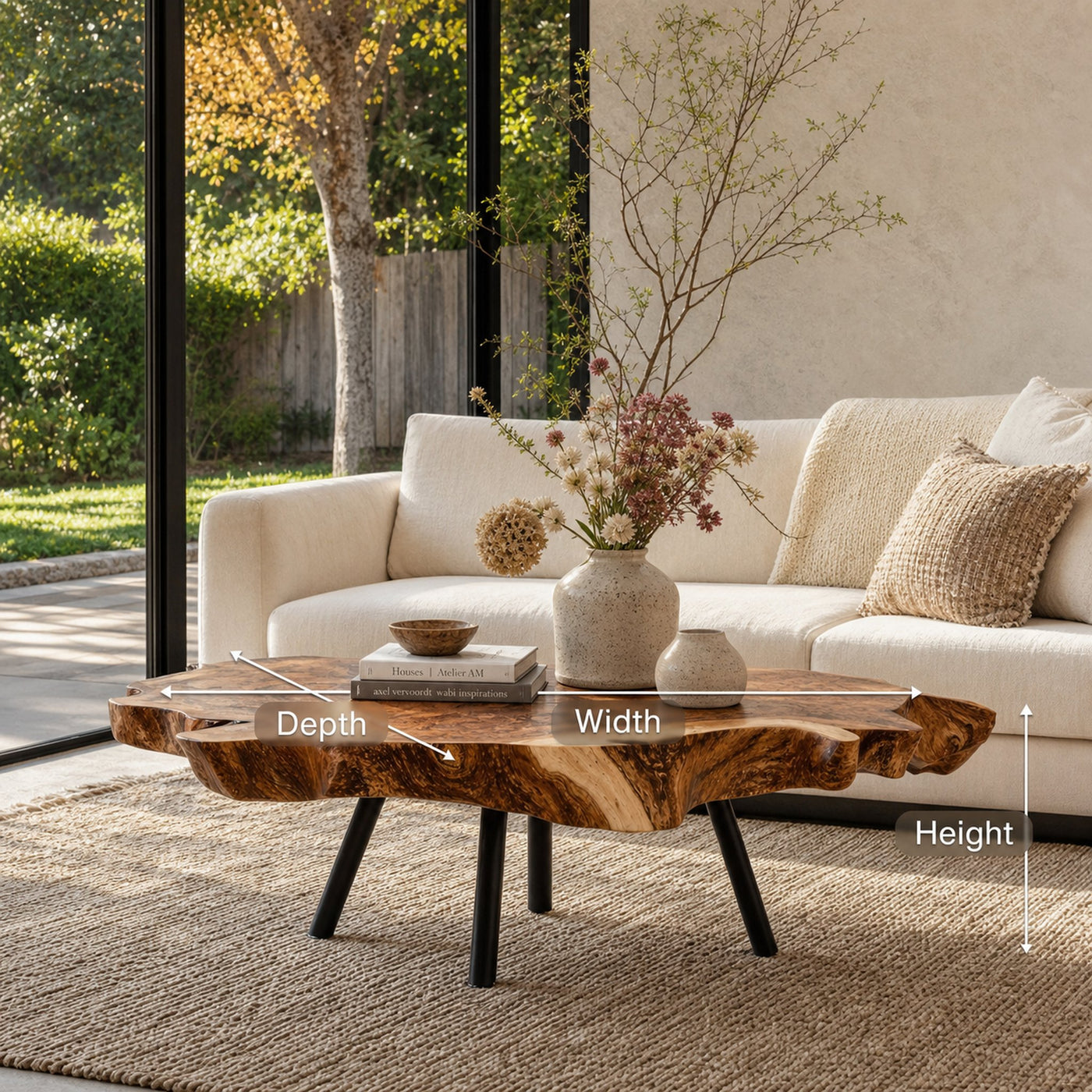 Rustic Wood Table For Boho Style Living Room - product view 8