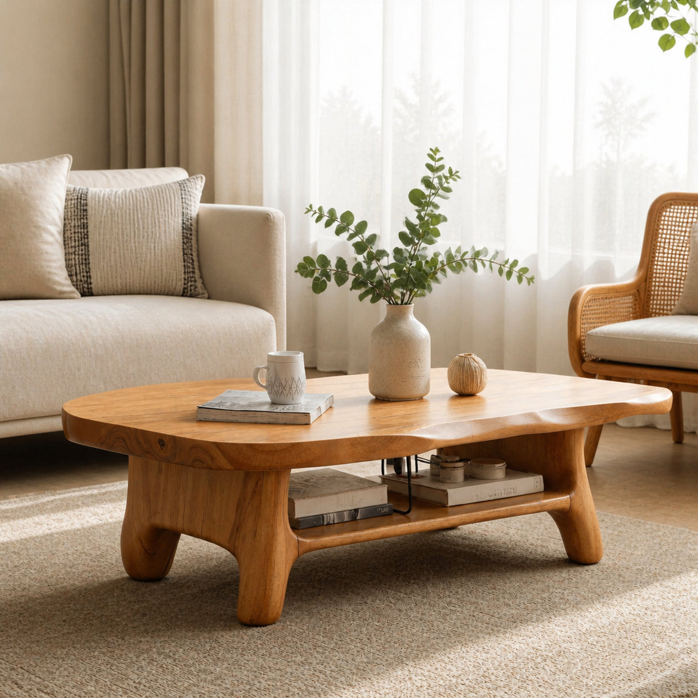 Rustic Wooden Coffee Table For Cozy Living Room Style