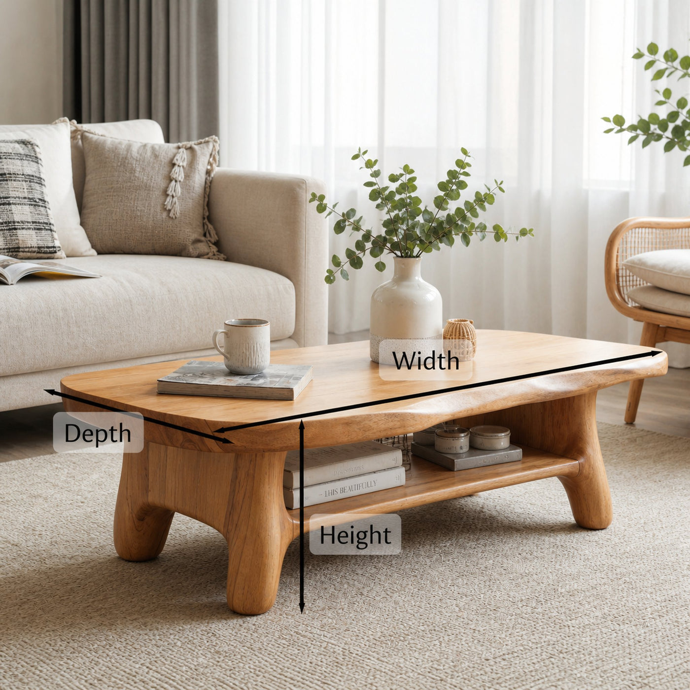 Rustic Wooden Coffee Table For Cozy Living Room Style - product view 6