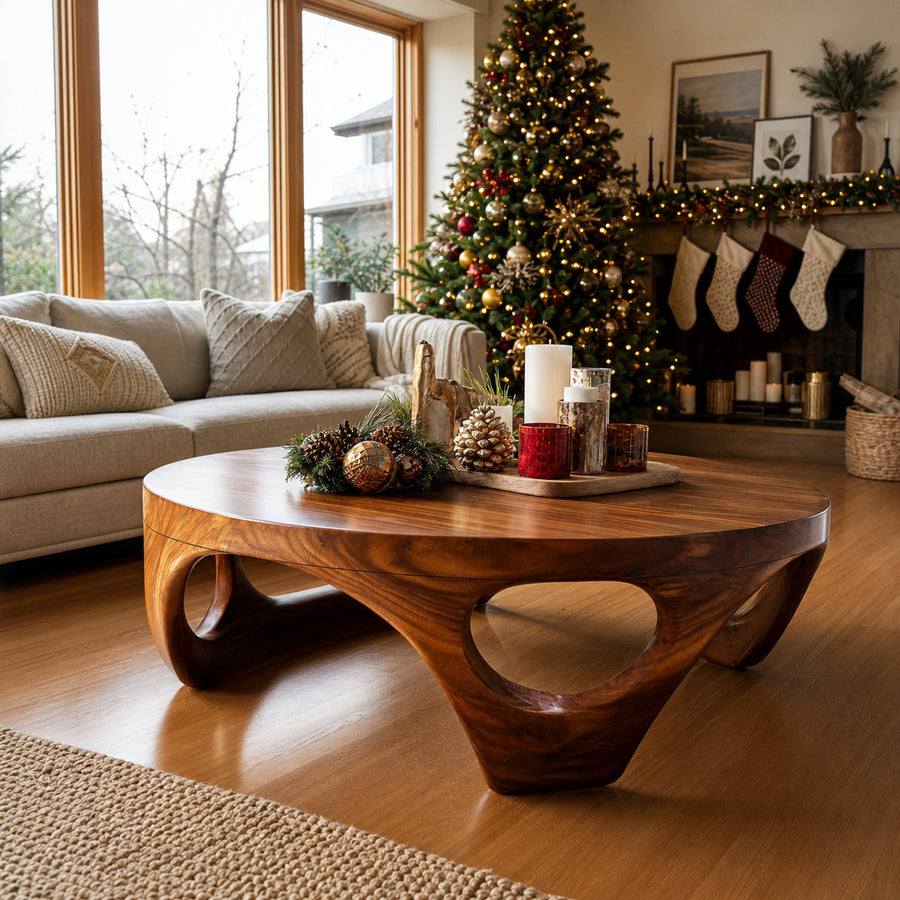 Rustic Wooden Coffee Table For Living Room Christmas Decoration