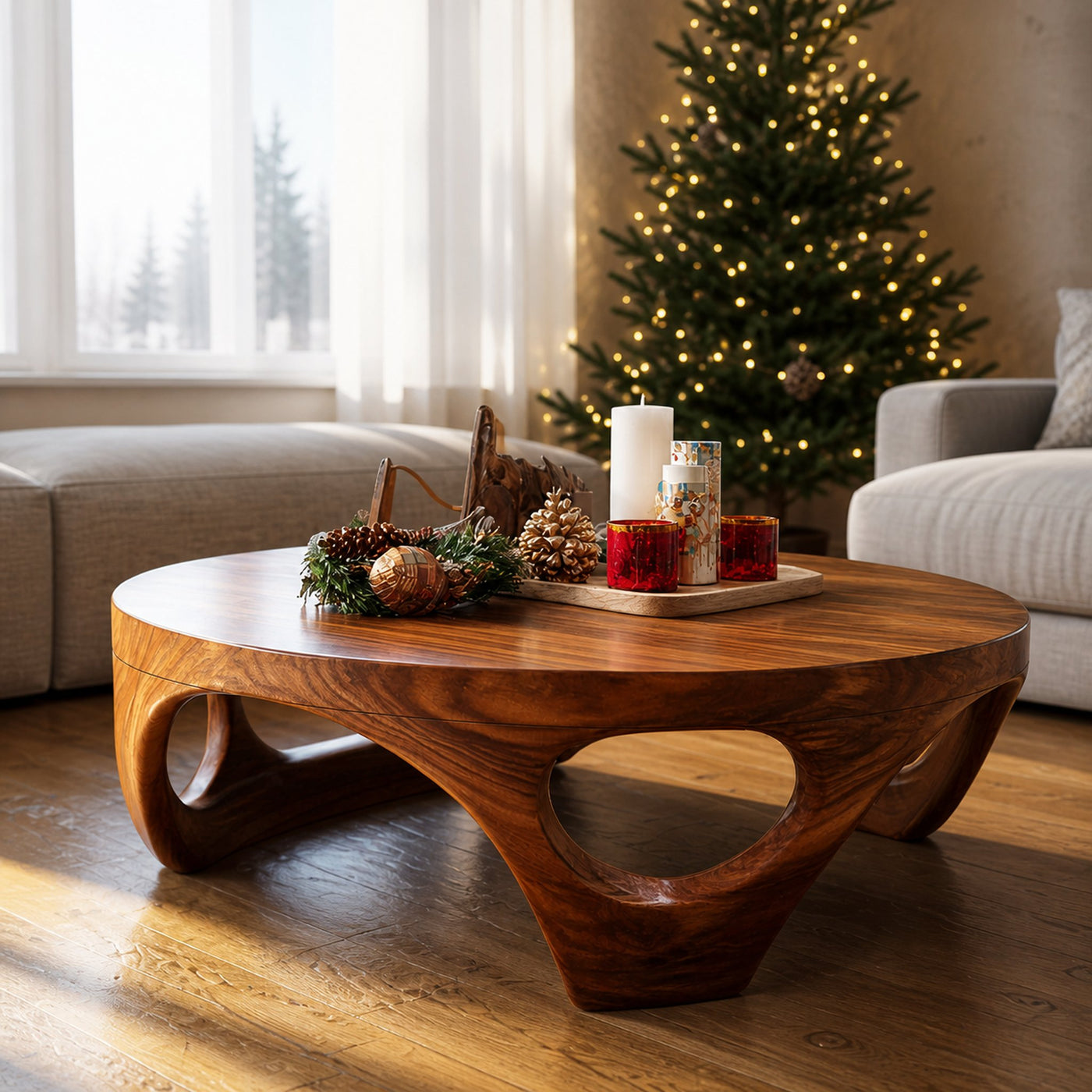 Rustic Wooden Coffee Table For Living Room Christmas Decoration - product view 6