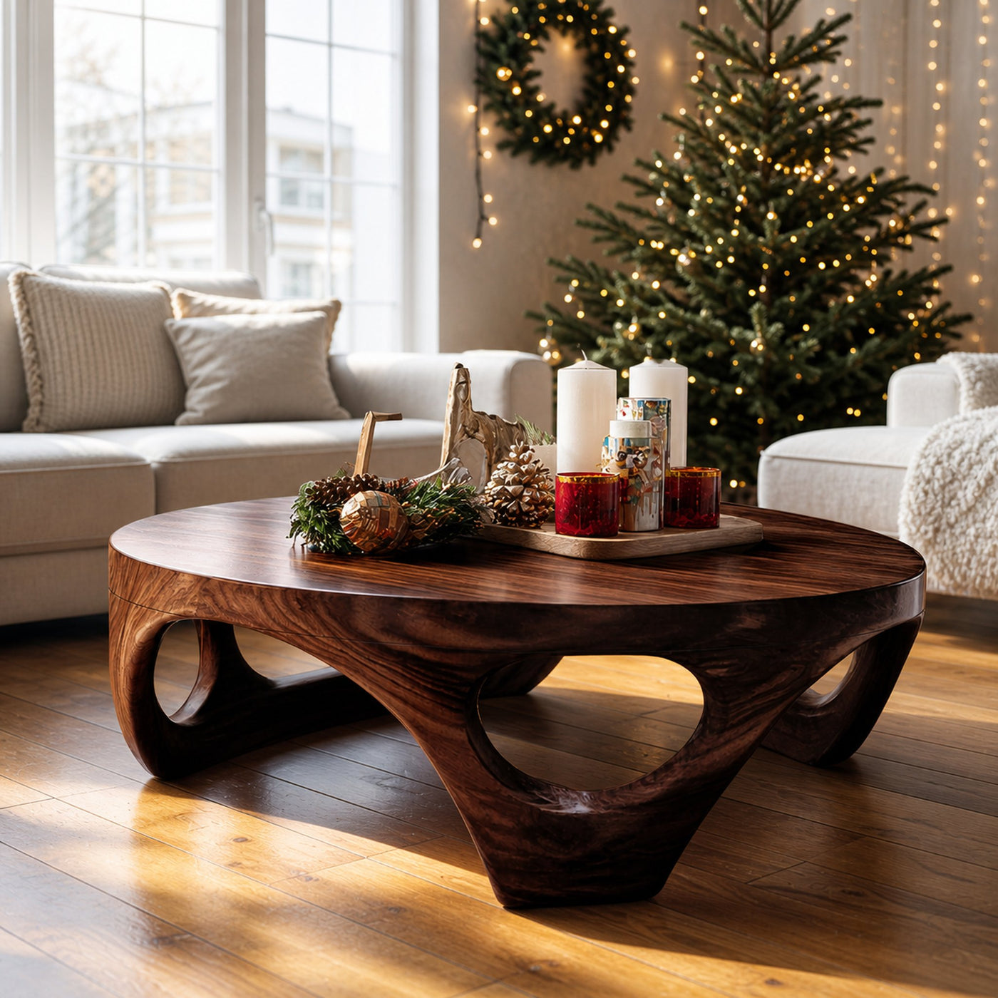 Rustic Wooden Coffee Table For Living Room Christmas Decoration - product view 7