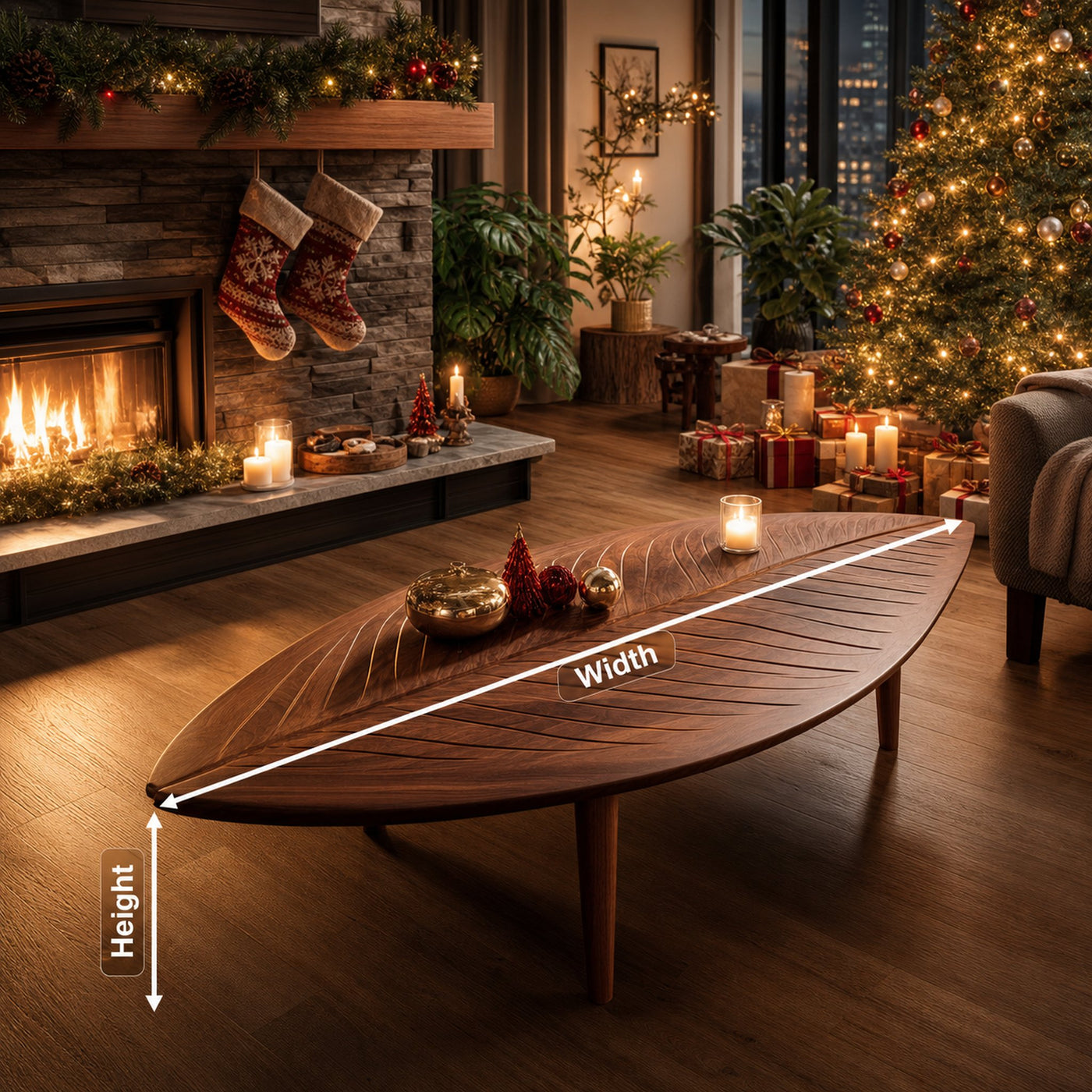 Rustic Wooden Coffee Table For Living Room Christmas Furniture Decor - product view 8