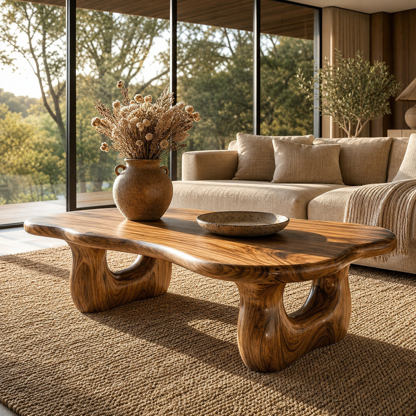 Rustic Wooden Coffee Table Natural Statement Furniture For Living Room
