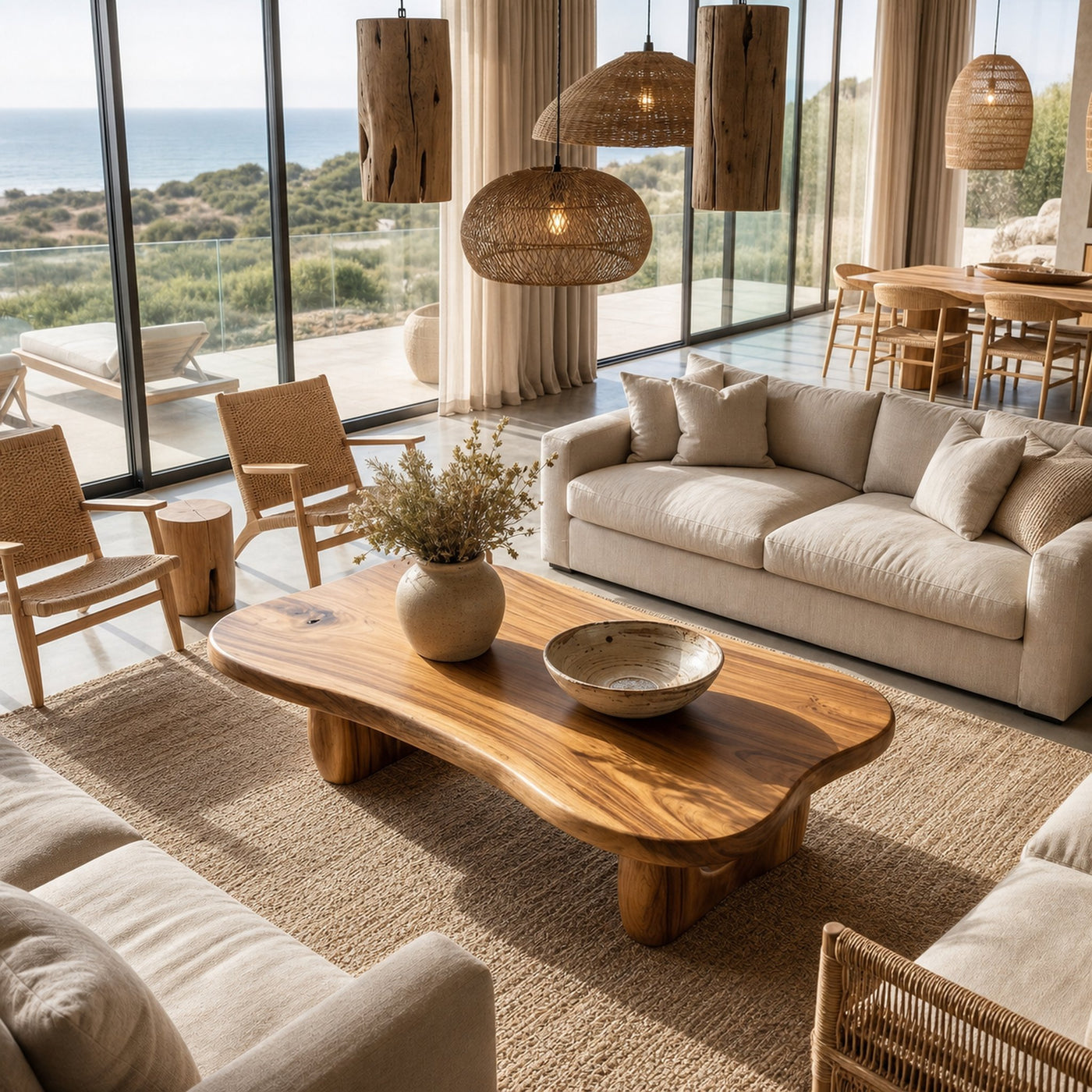 Rustic Wooden Coffee Table Natural Statement Furniture For Living Room - product view 2