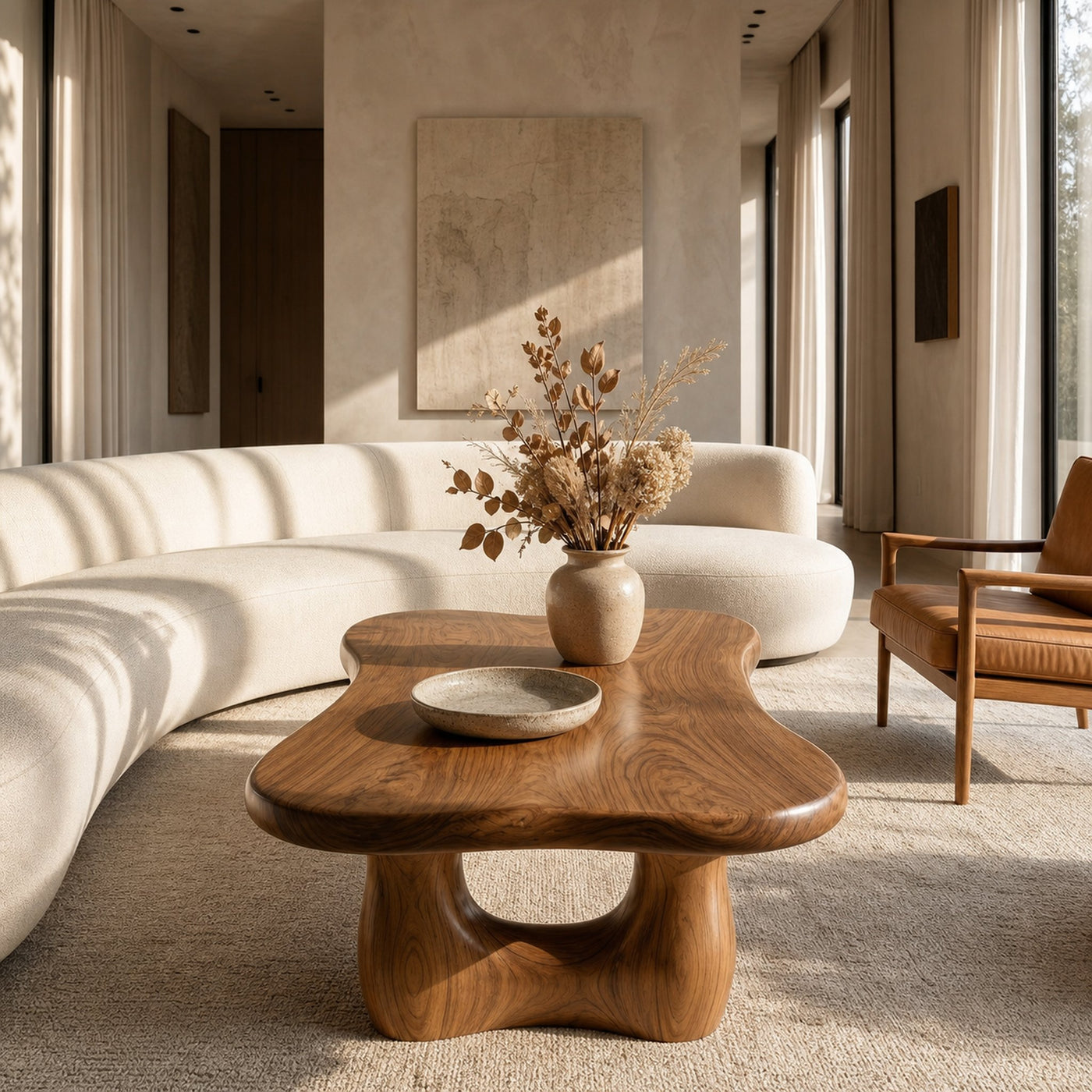 Rustic Wooden Coffee Table Natural Statement Furniture For Living Room - product view 3