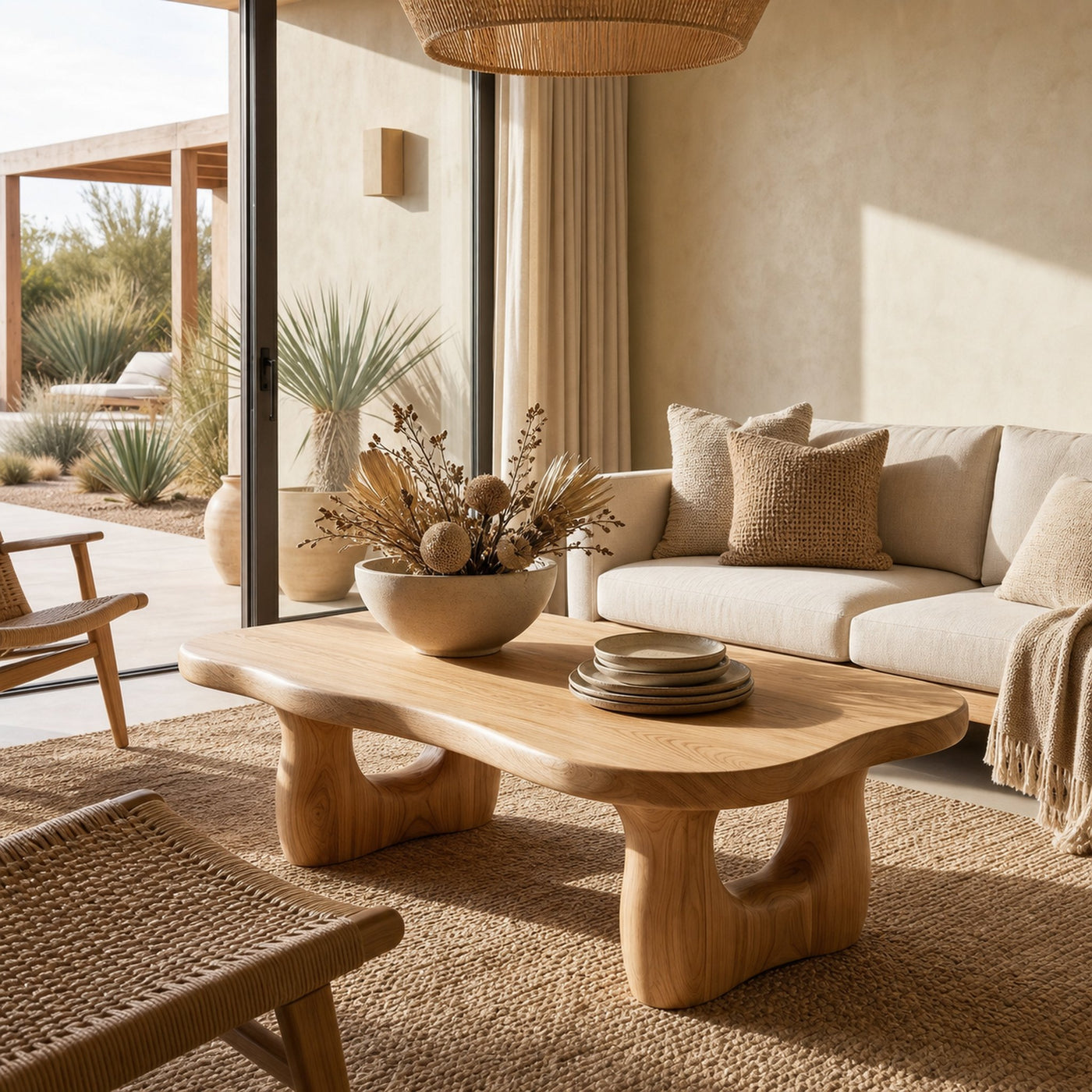 Rustic Wooden Coffee Table Natural Statement Furniture For Living Room - product view 5