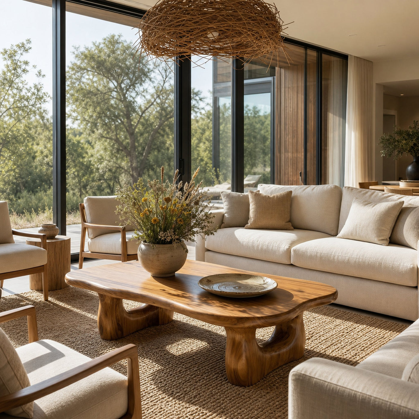 Rustic Wooden Coffee Table Natural Statement Furniture For Living Room - product view 6