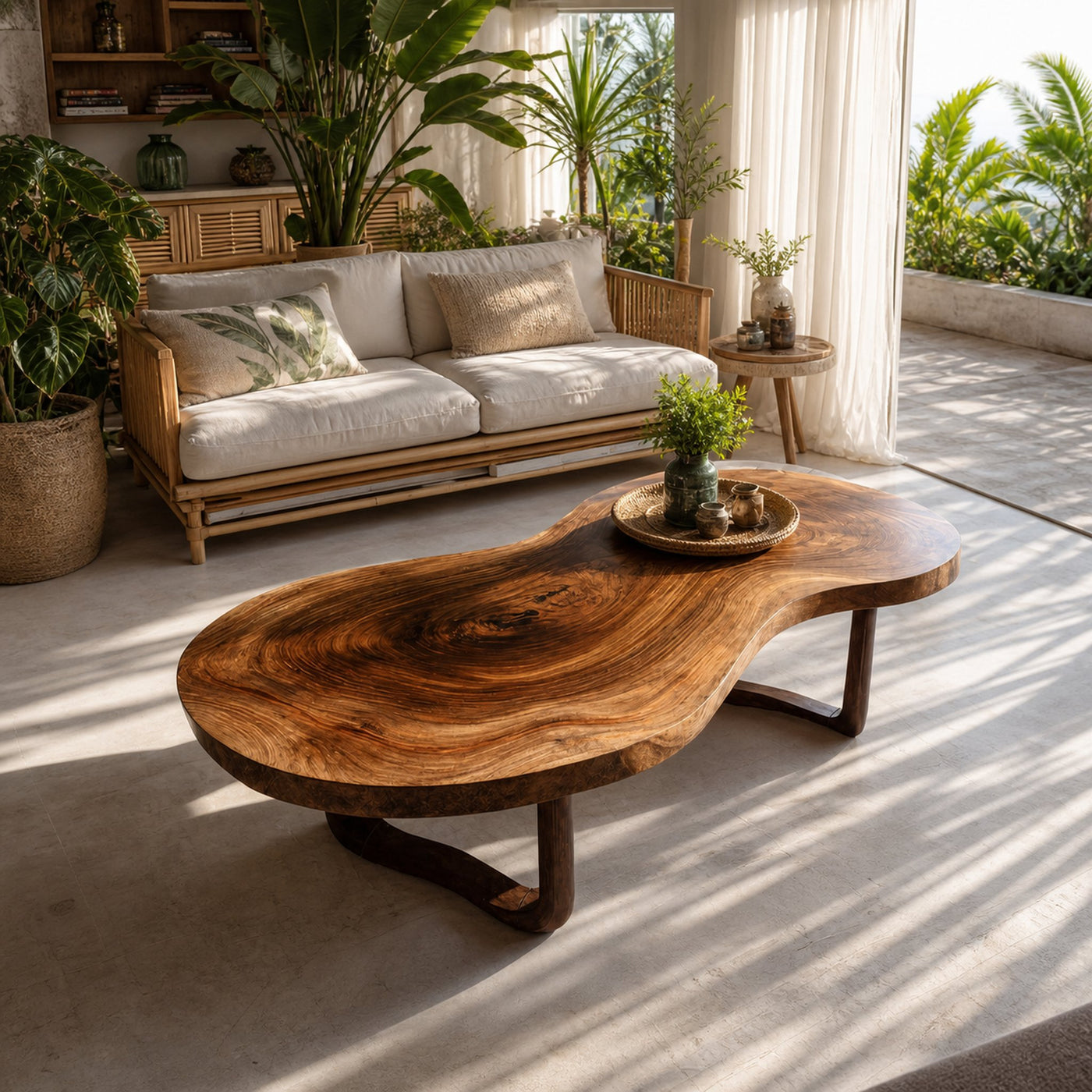 Rustic Wooden Live Edge Coffee Table For Furniture Decor