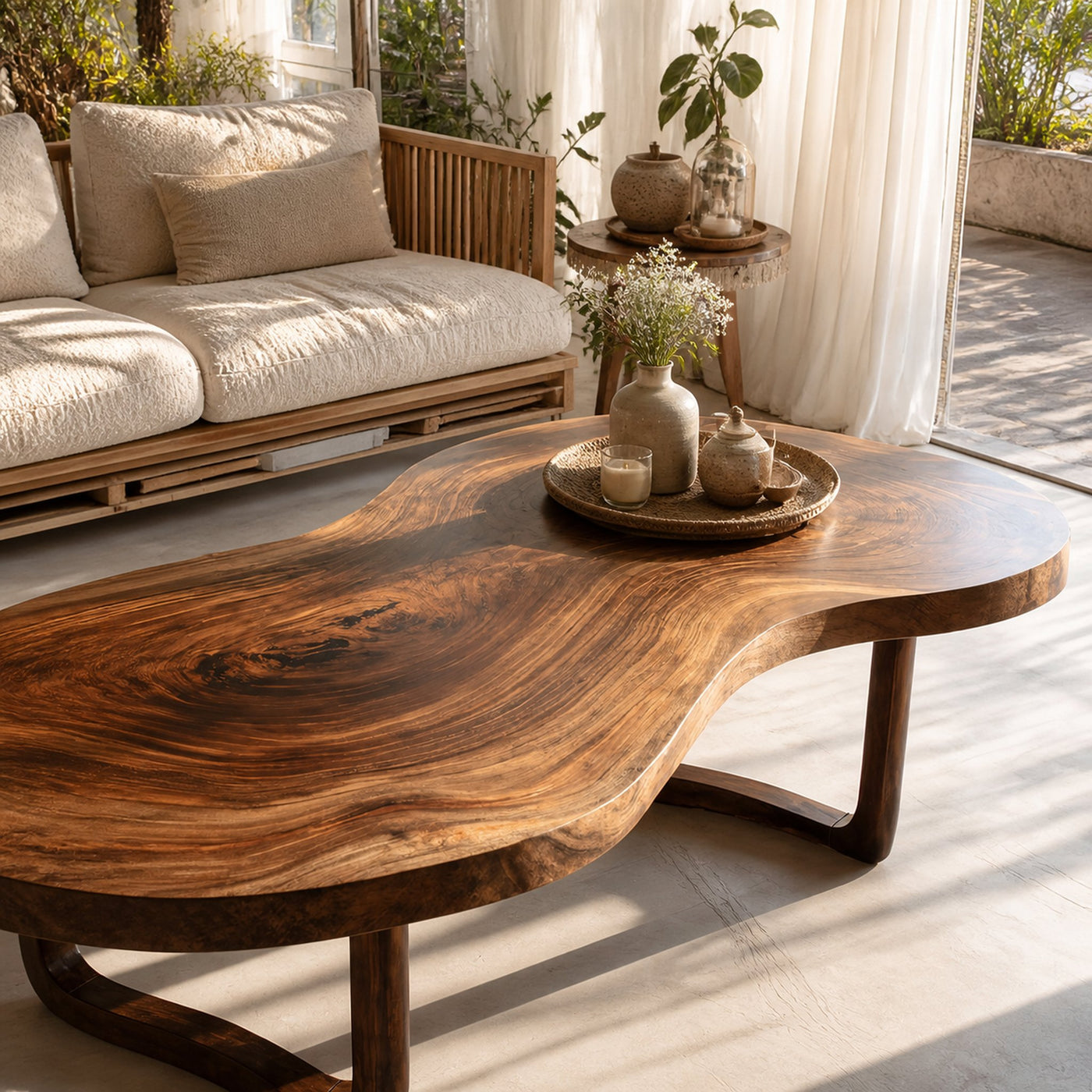 Rustic Wooden Live Edge Coffee Table For Furniture Decor - product view 4