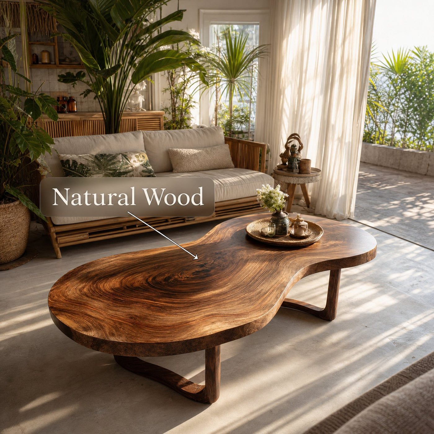 Rustic Wooden Live Edge Coffee Table For Furniture Decor - product view 5