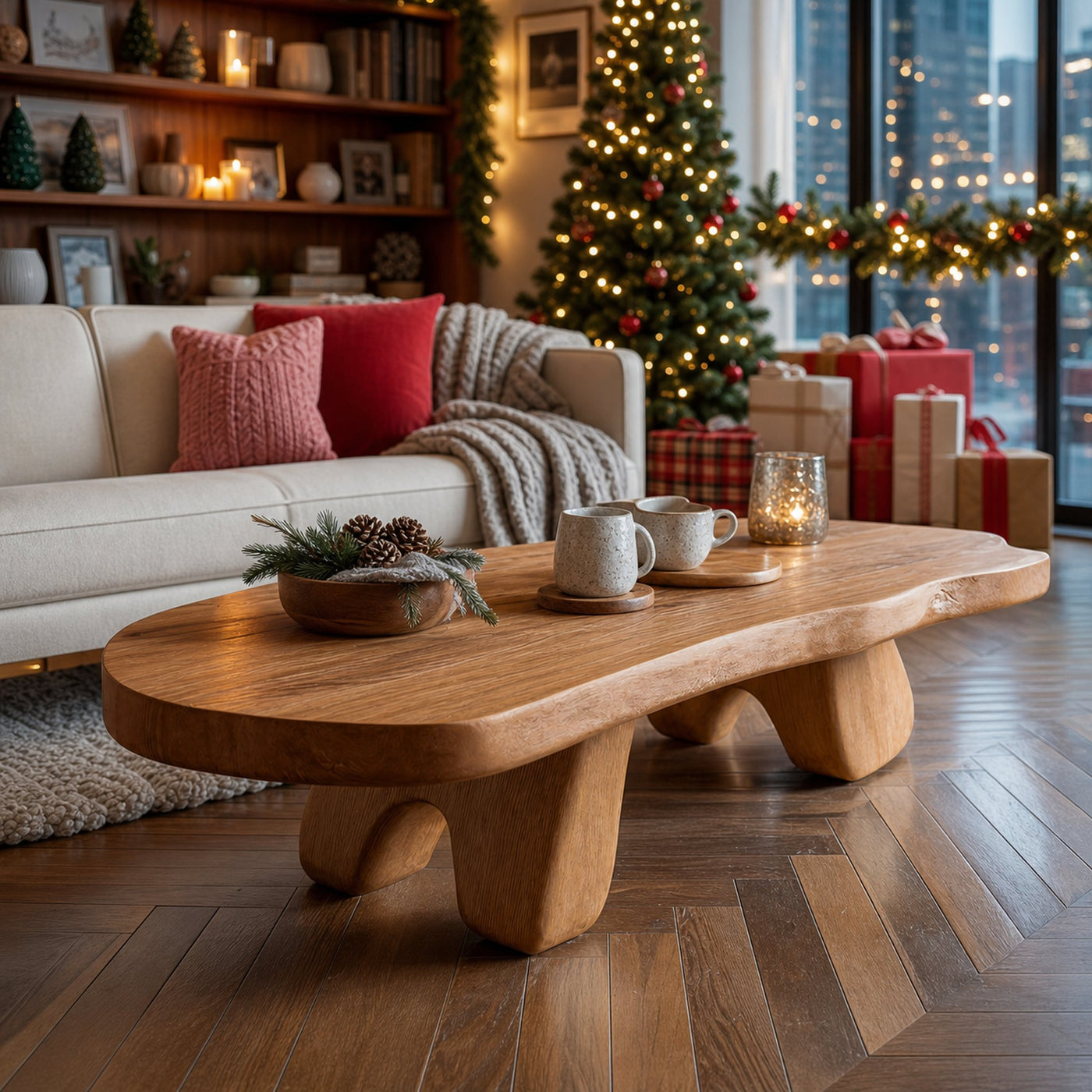 Rustic Wooden Live Edge Coffee Table For Holiday Furniture Decoration - product view 6