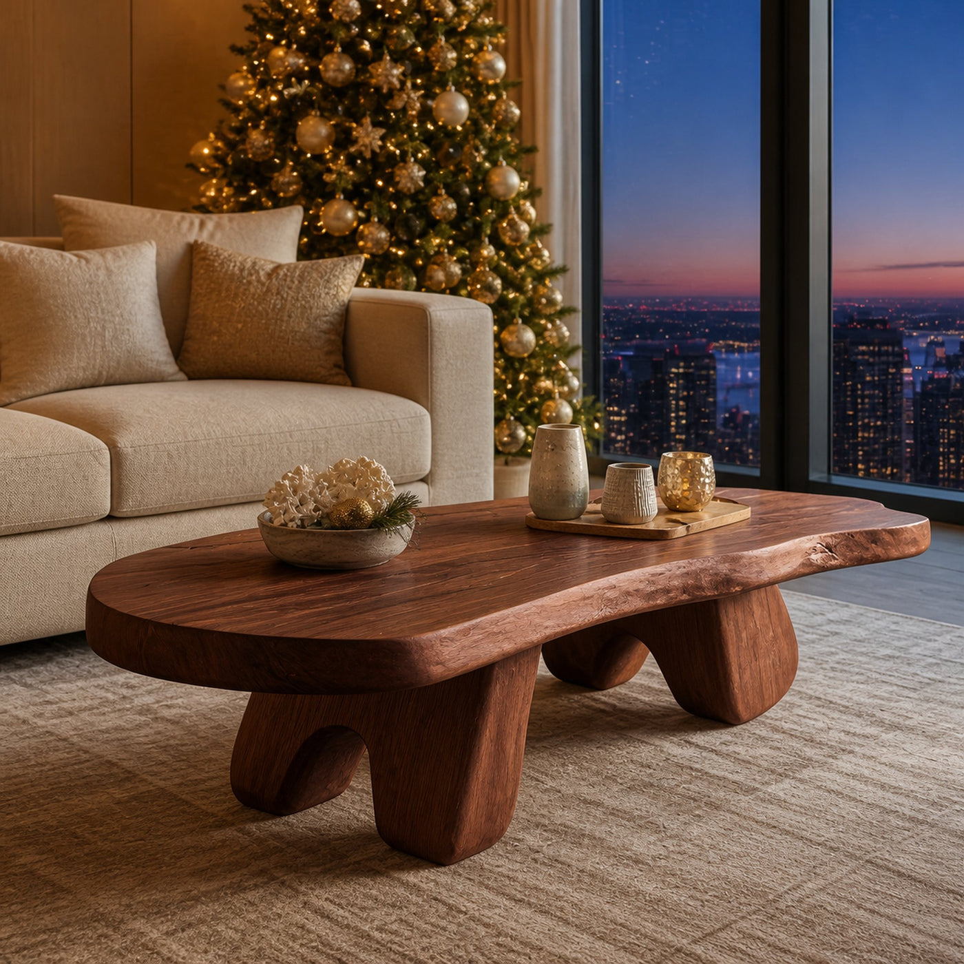 Rustic Wooden Live Edge Coffee Table For Holiday Furniture Decoration - product view 7