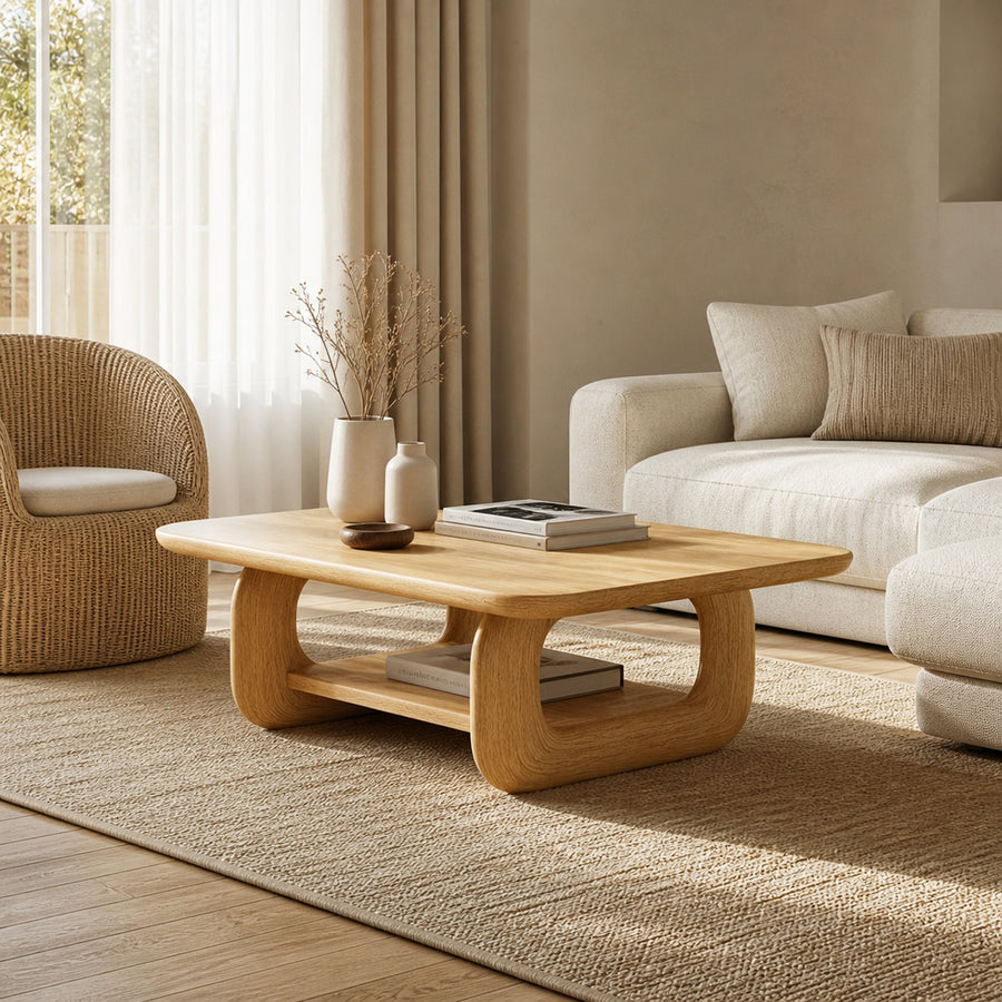 Scandinavian Rounded Coffee Table Living Room Minimal Room