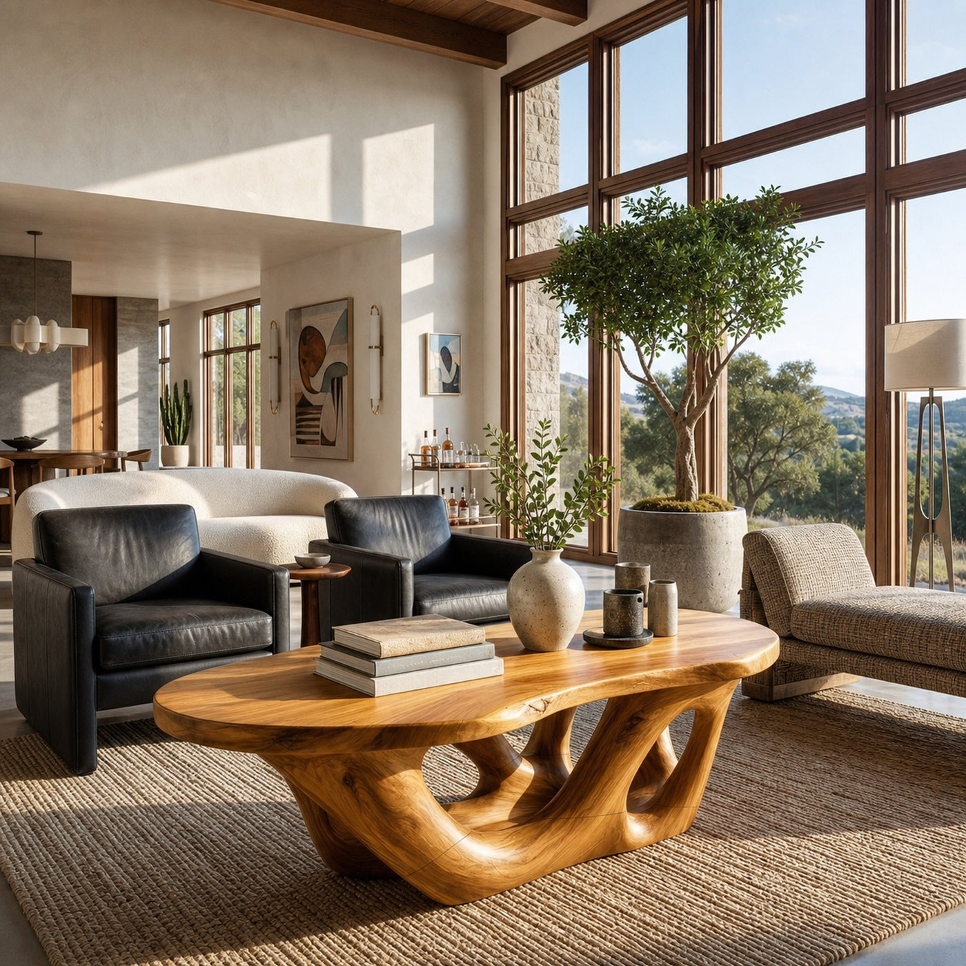 Sculptural Coffee Table With Open Loop Base For Luxury Living - product view 6
