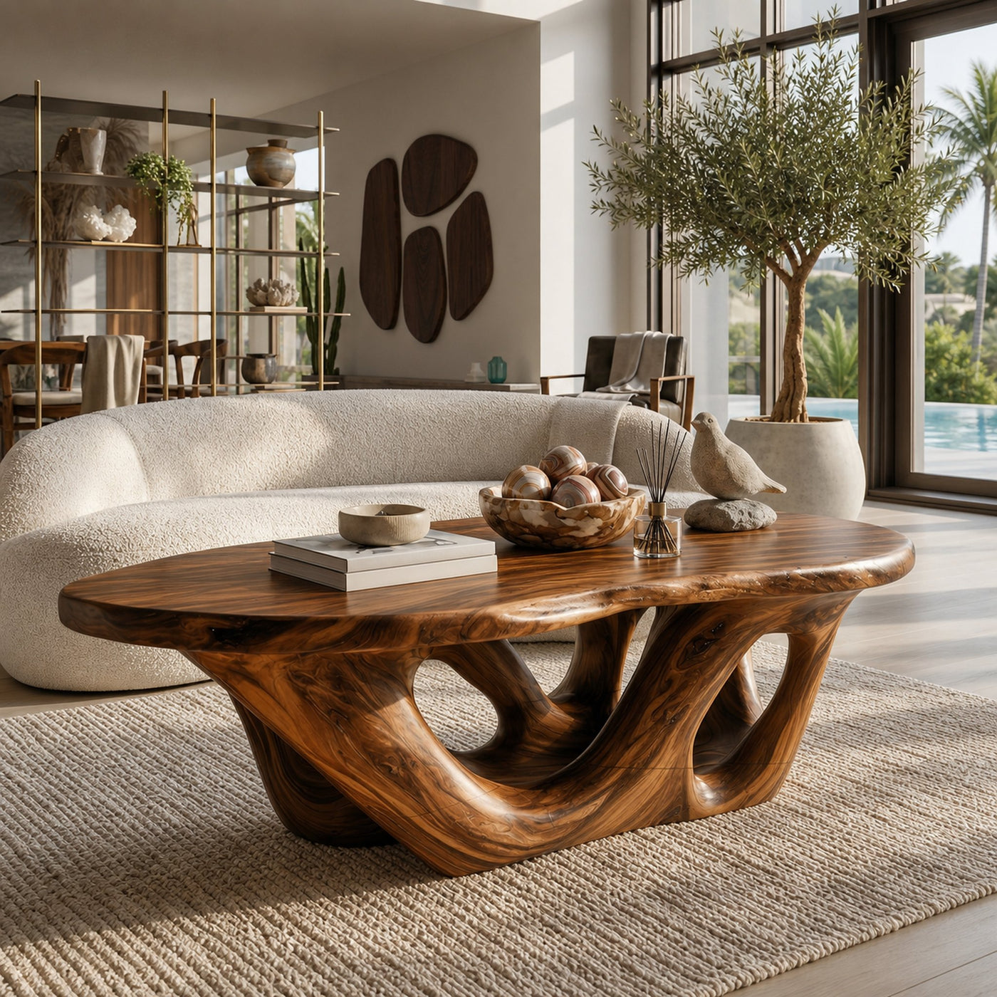 Sculptural Coffee Table With Open Loop Base For Luxury Living - product view 7