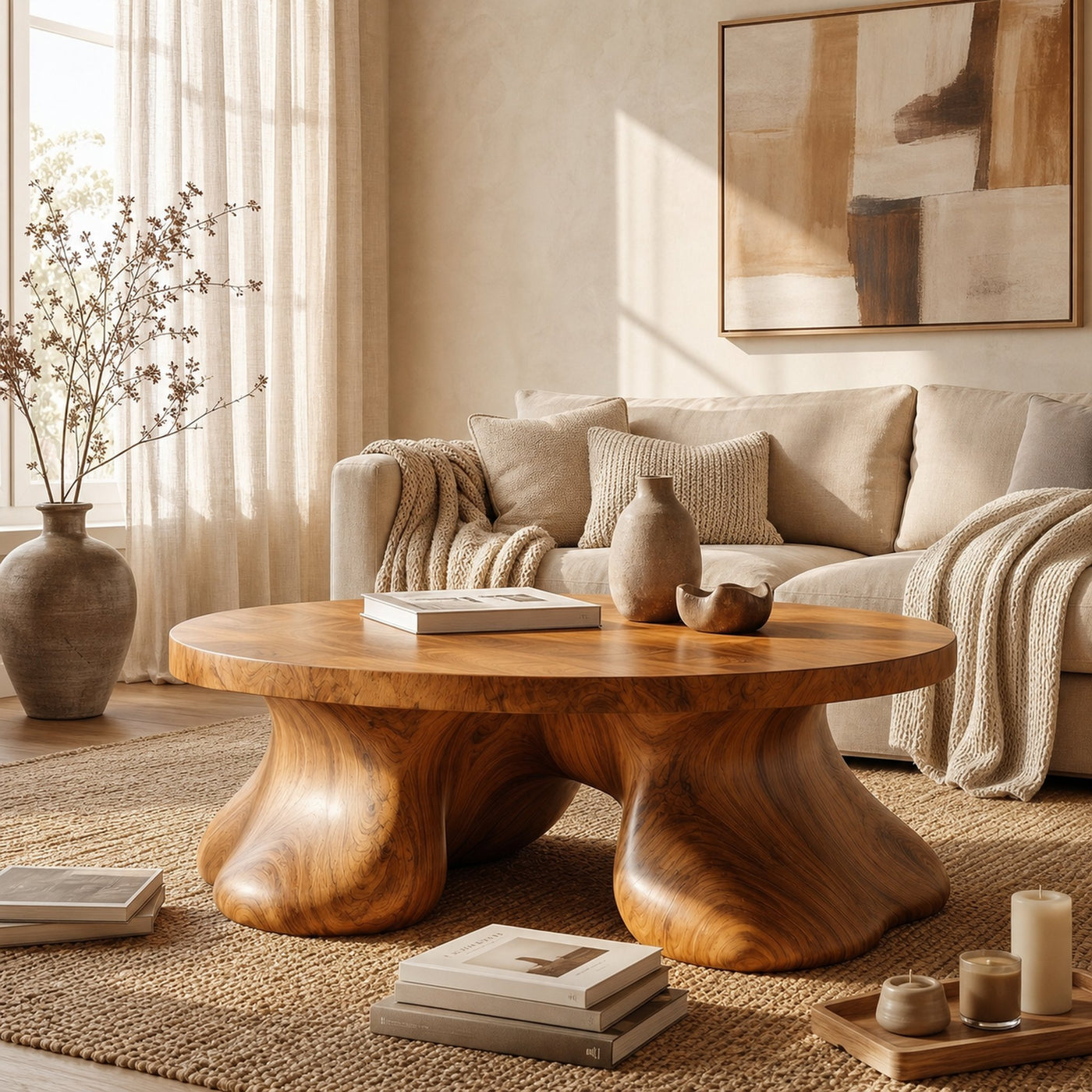 Sculptural Coffee Table With Organic Freeform Top For Living Room - product view 6