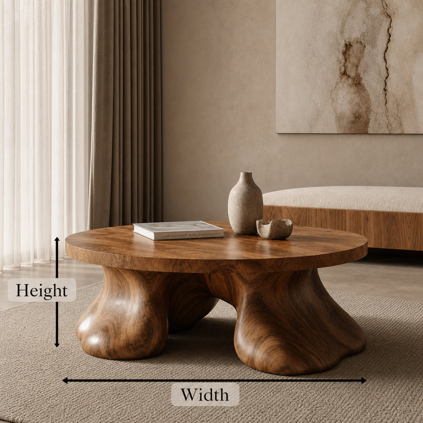 Sculptural Coffee Table With Organic Freeform Top For Living Room - product view 8