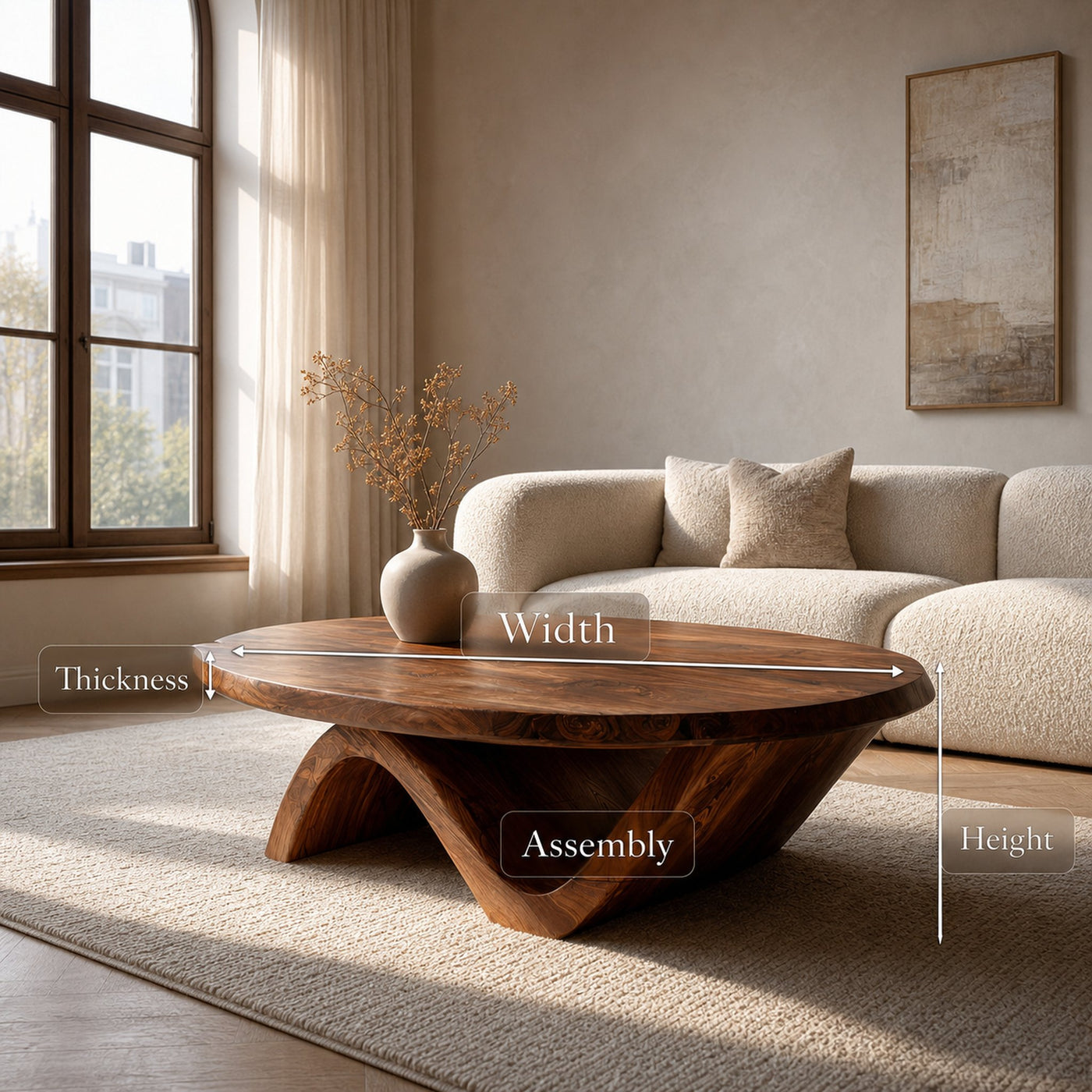 Sculptural Round Coffee Table With Curved Base For Home Decor - product view 8
