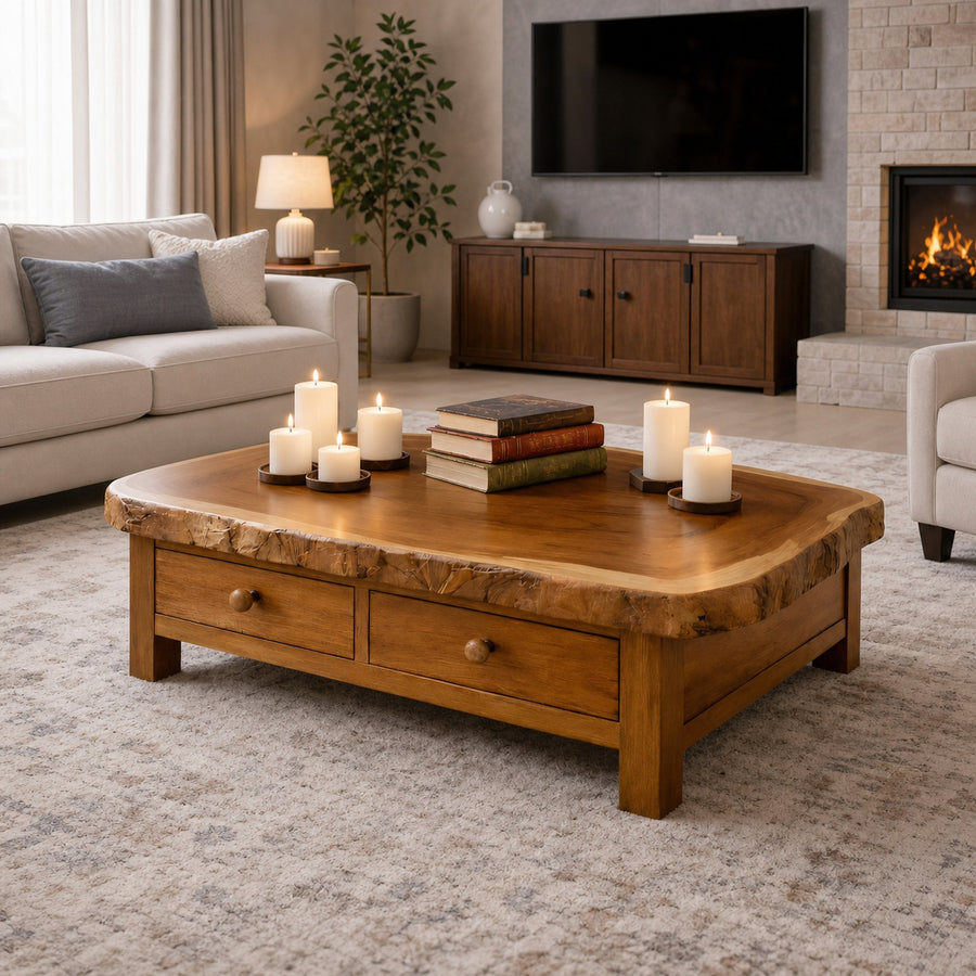 Solid Wood Storage Coffee Table Functional Modern Living Room Interior