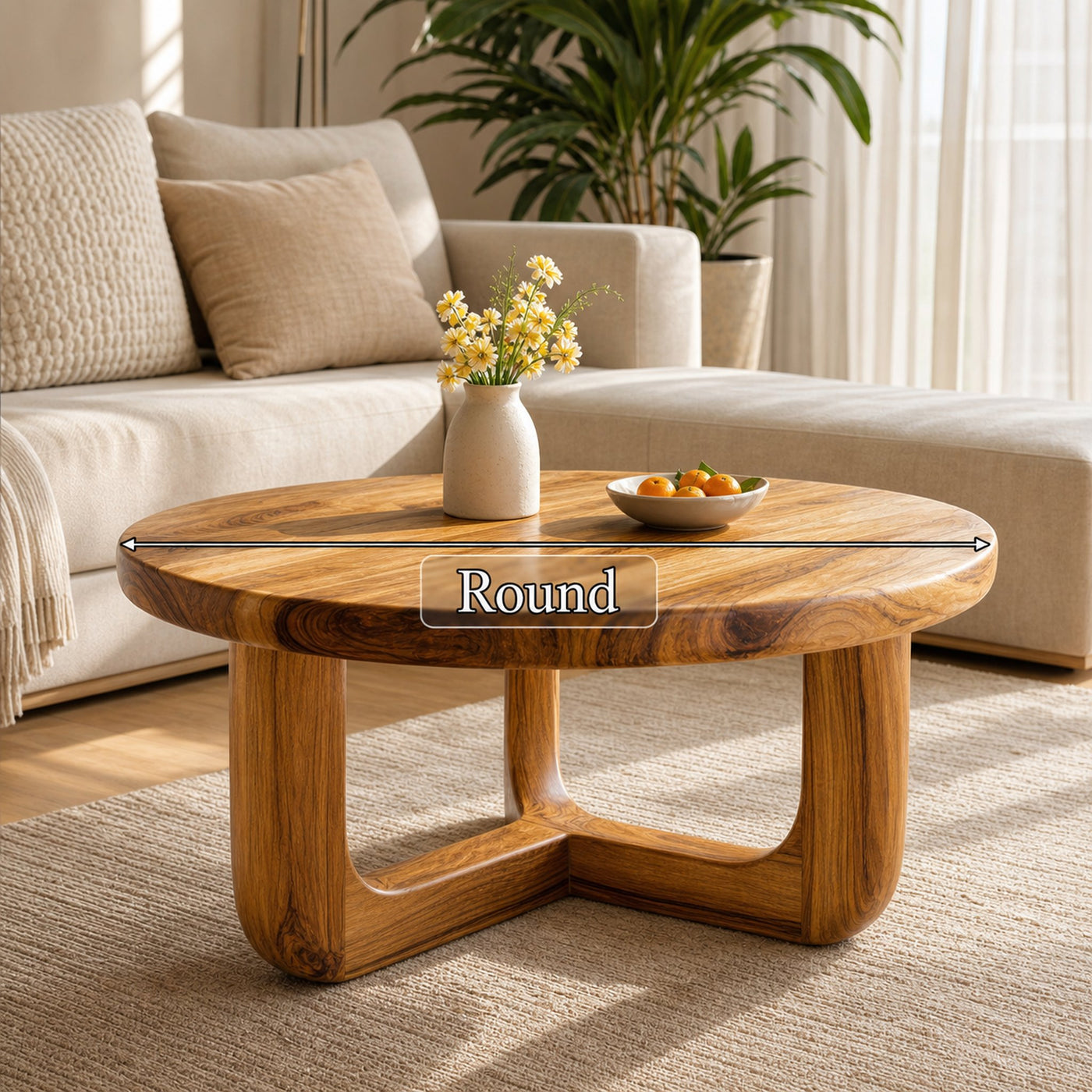 Split Base Solid Wood Coffee Table Organic Modern Living Room Interior - product view 6