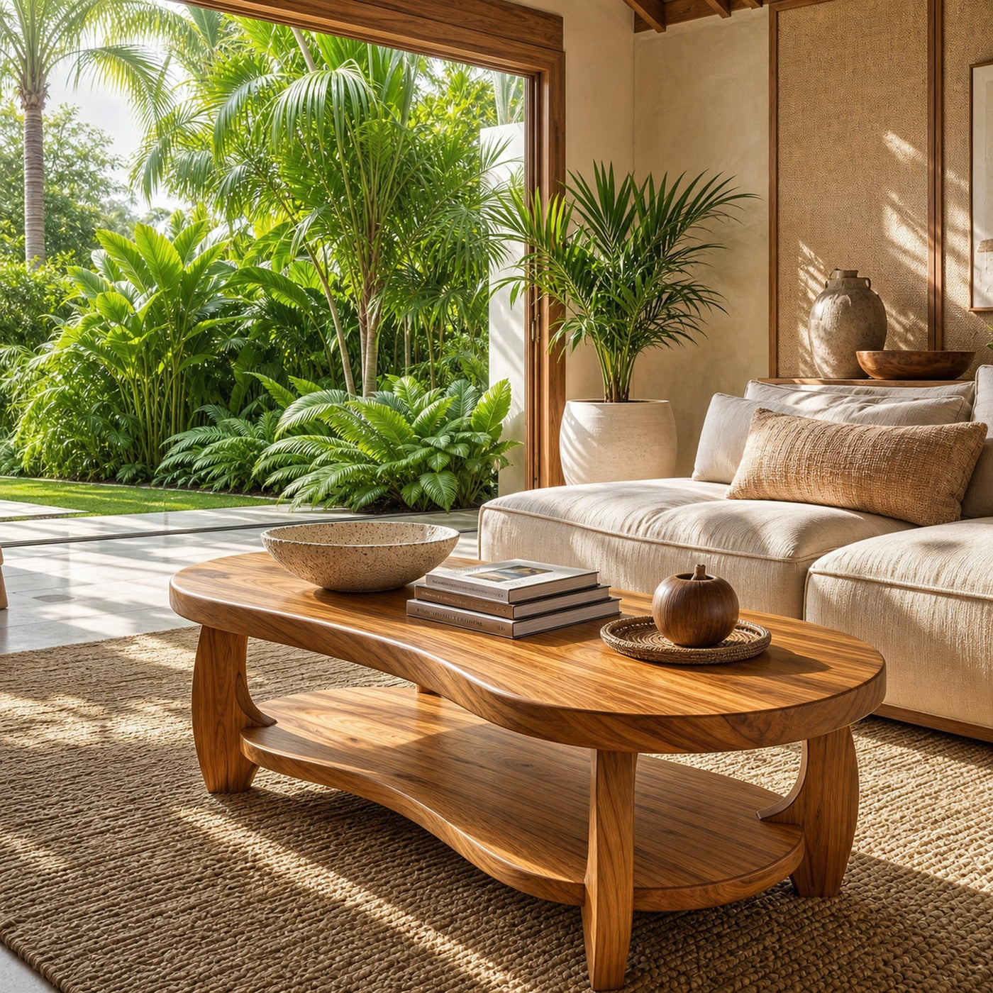Tropical Oval Coffee Table For Living Room
