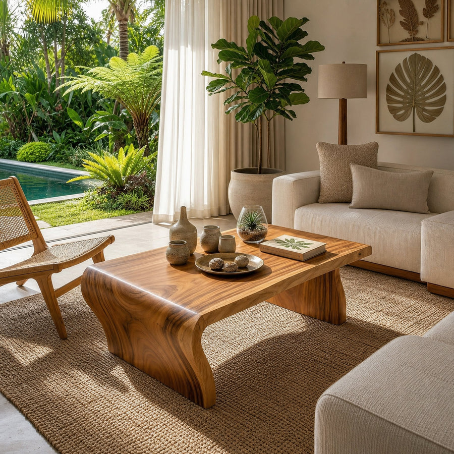 Tropical Rectangular Coffee Table For Villa Lounge