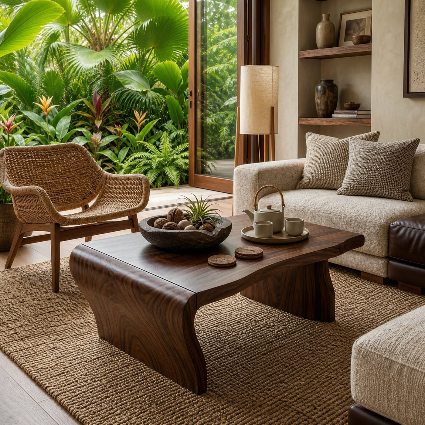 Tropical Rectangular Coffee Table For Villa Lounge - product view 7