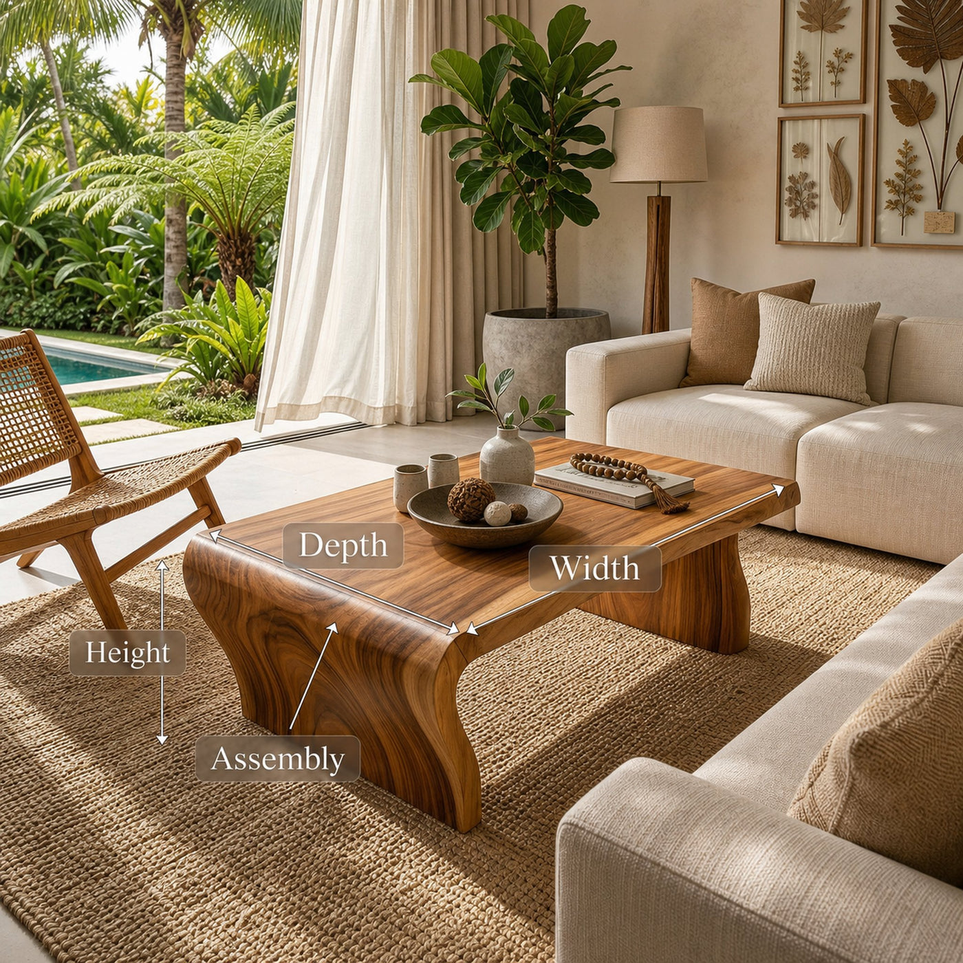 Tropical Rectangular Coffee Table For Villa Lounge - product view 8