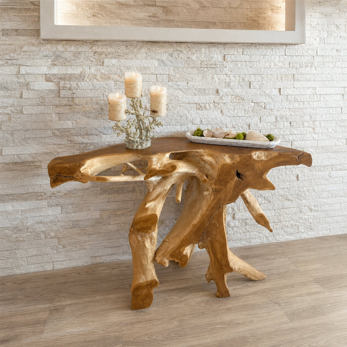 Unique Teak Root Console Table