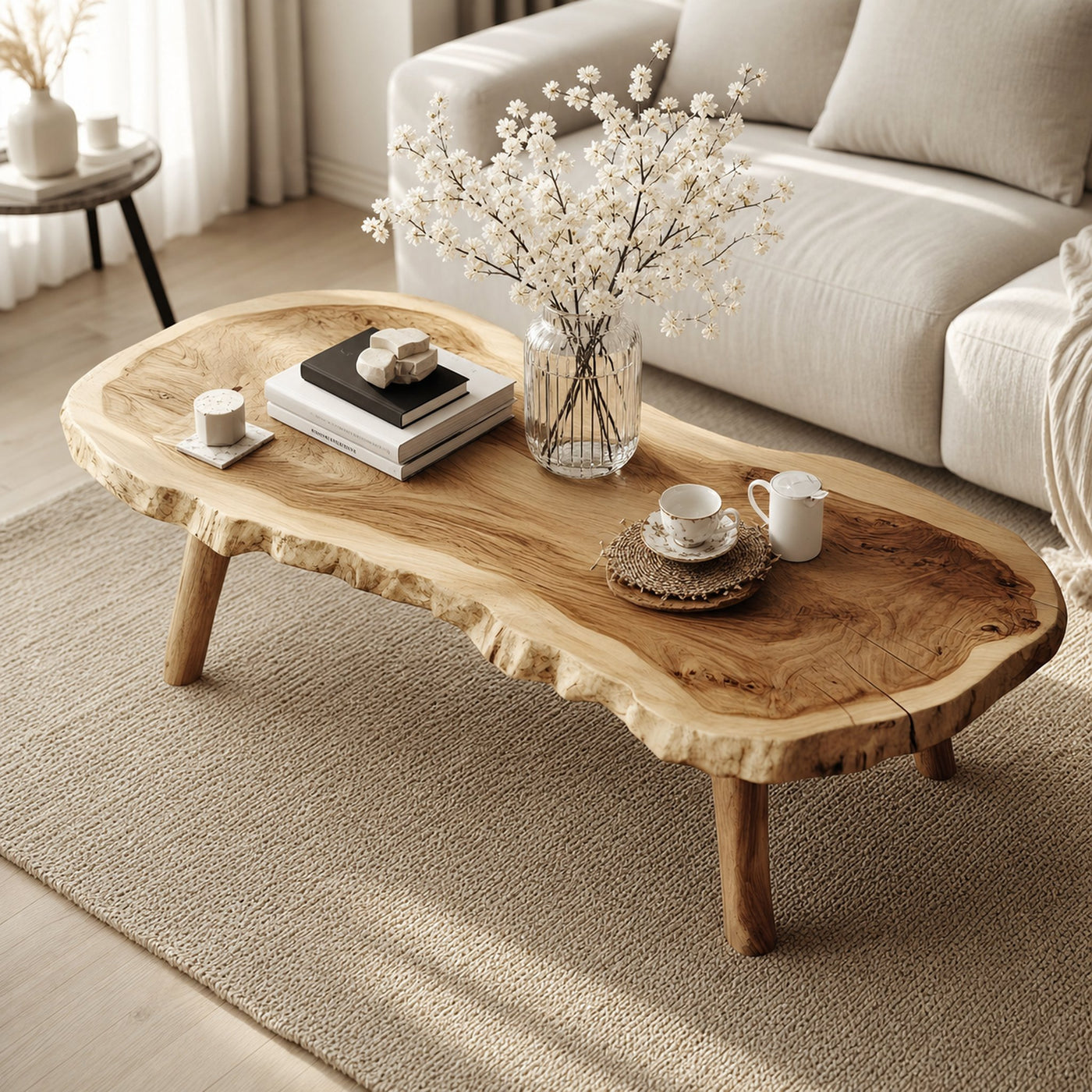 Vintage Inspired Natural Wood Coffee Table For Relaxing Living Room