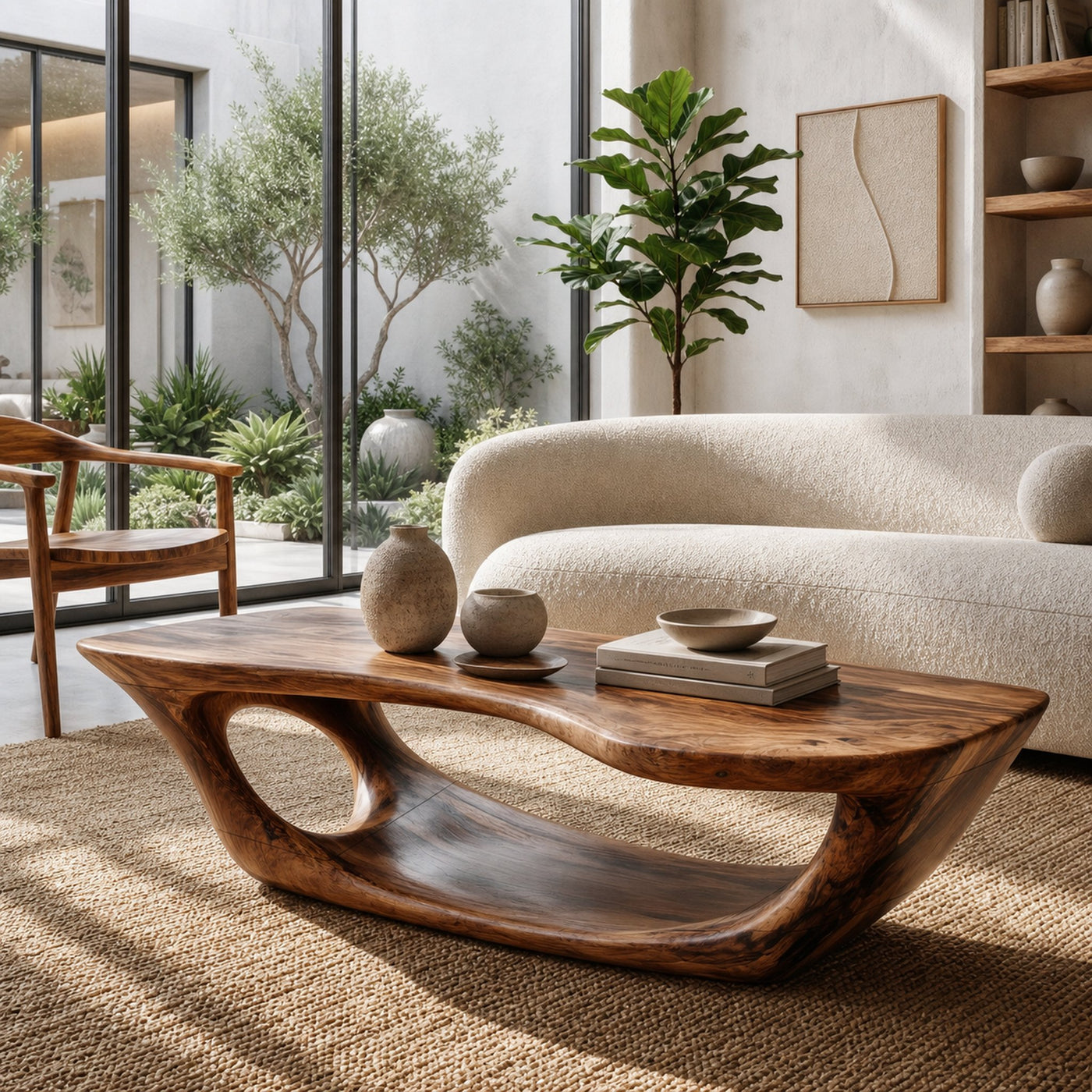 Wabi Sabi Coffee Table With Handcrafted Organic Wood Form For Living Room - product view 6