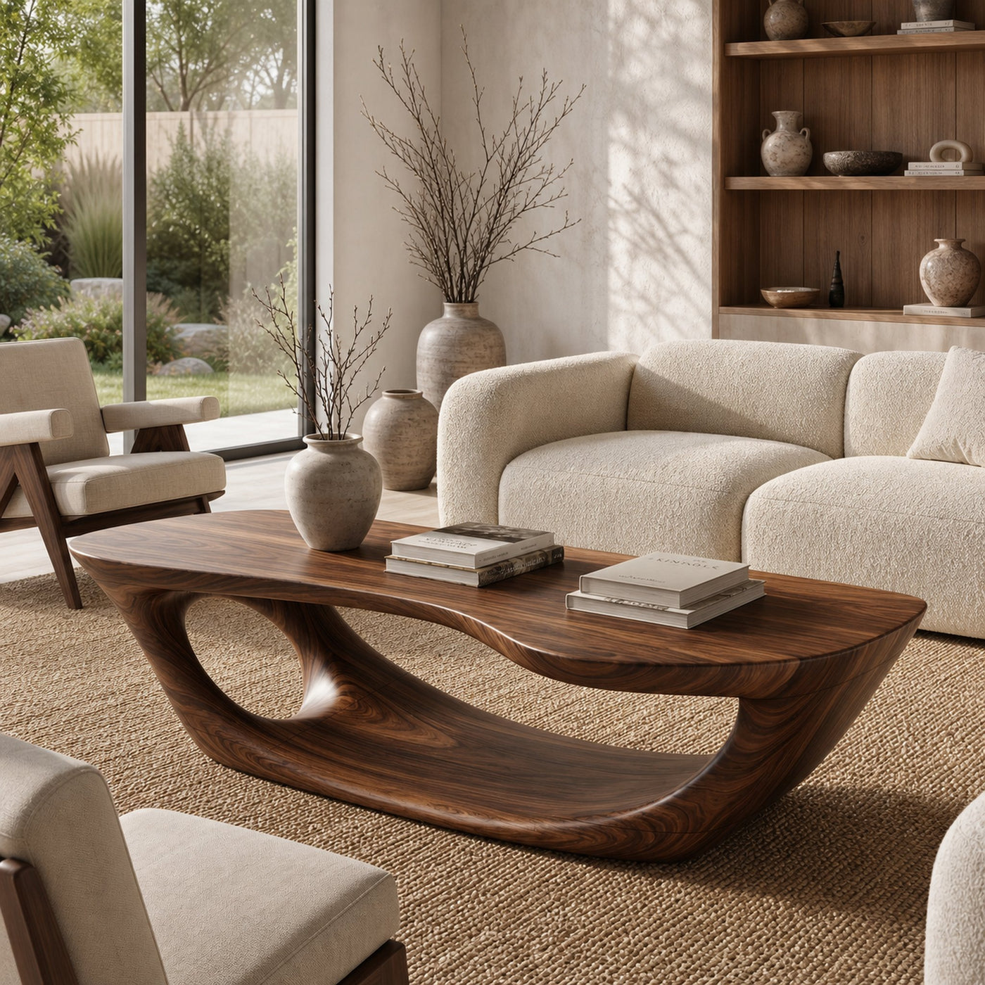 Wabi Sabi Coffee Table With Handcrafted Organic Wood Form For Living Room - product view 7