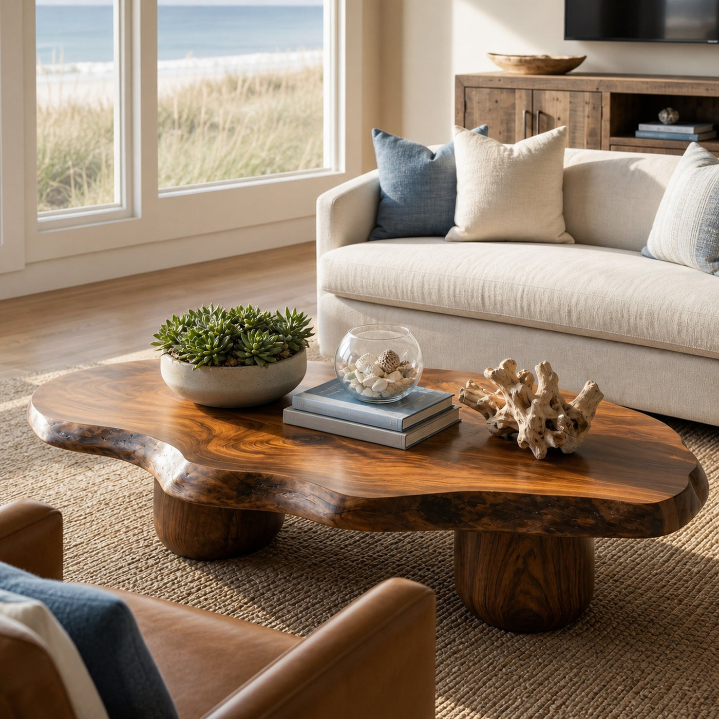 Wooden Coffee Table With Live Edge For Modern Living Room - product view 6