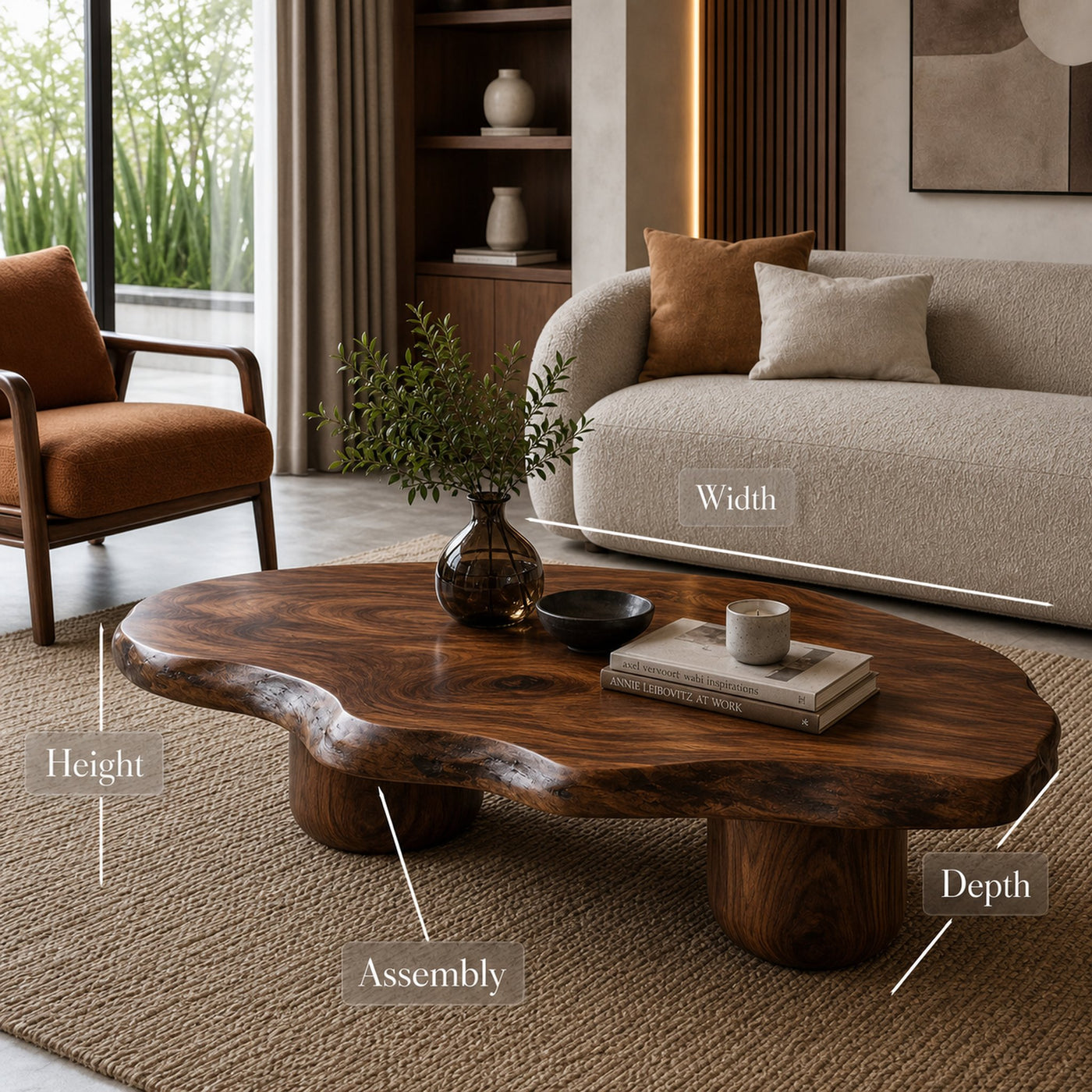 Wooden Coffee Table With Live Edge For Modern Living Room - product view 8