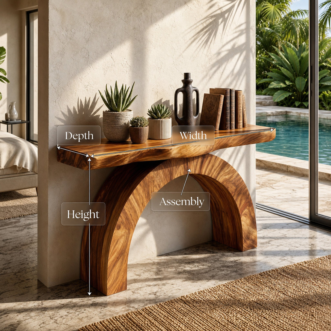 Arch Wood Entryway Table For Tropical Home Decor - product view 8