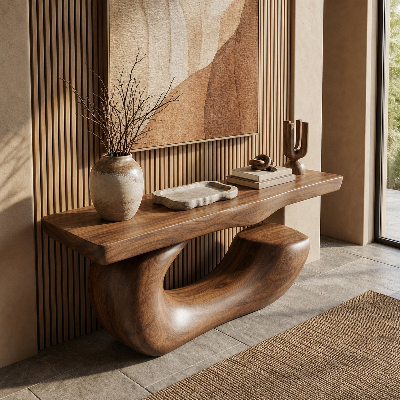 Artistic Abstract Sculptural Console Table For Entryway And Living Room Space - product view 7