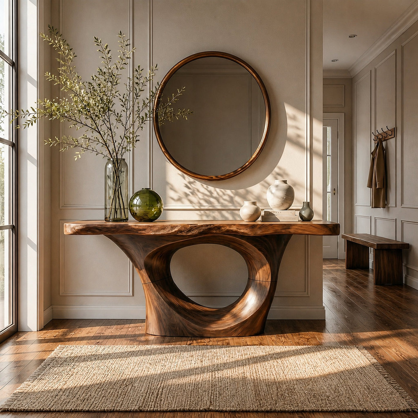 Artistic Circular Base Console Table Entryway Hallway Living Room