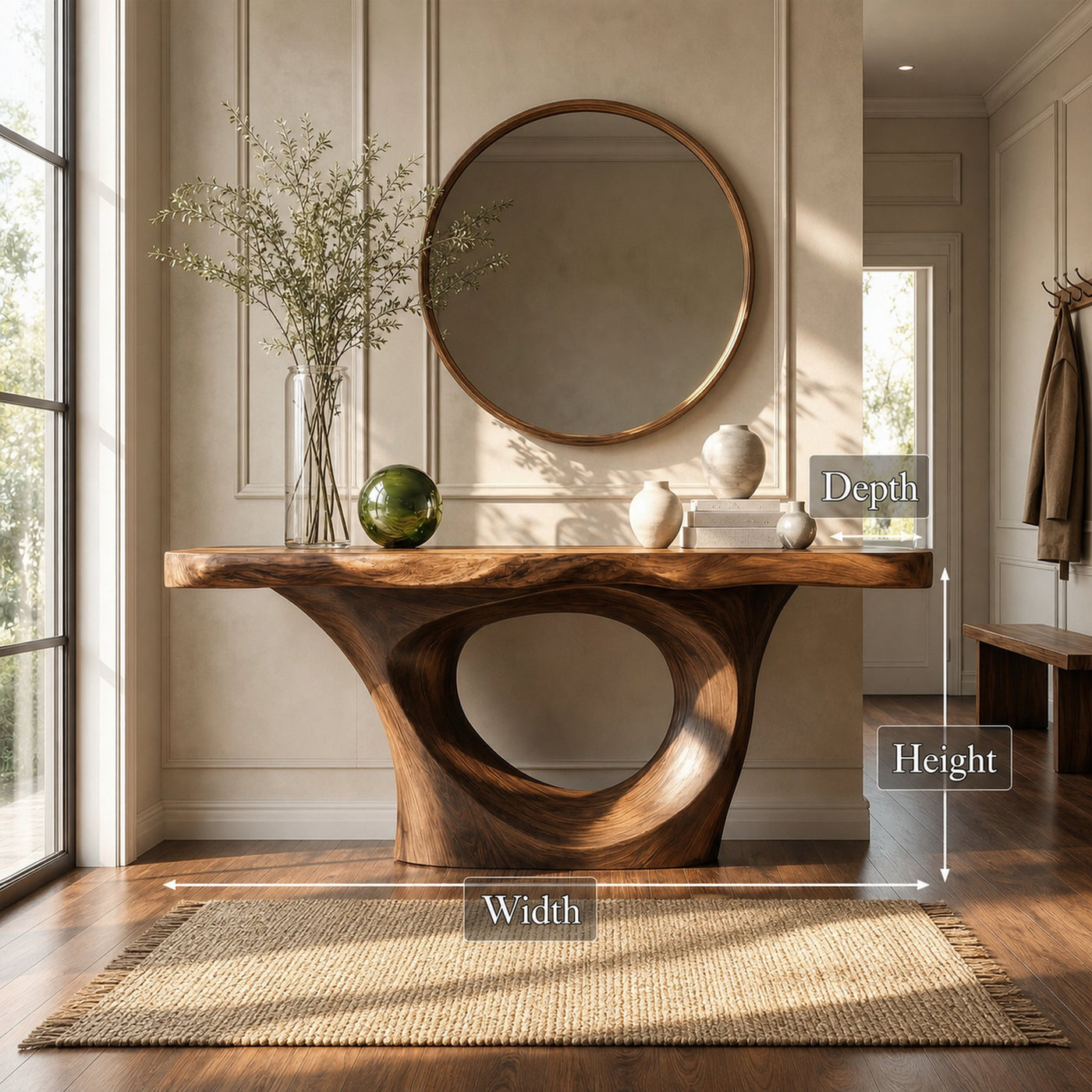 Artistic Circular Base Console Table Entryway Hallway Living Room - product view 6